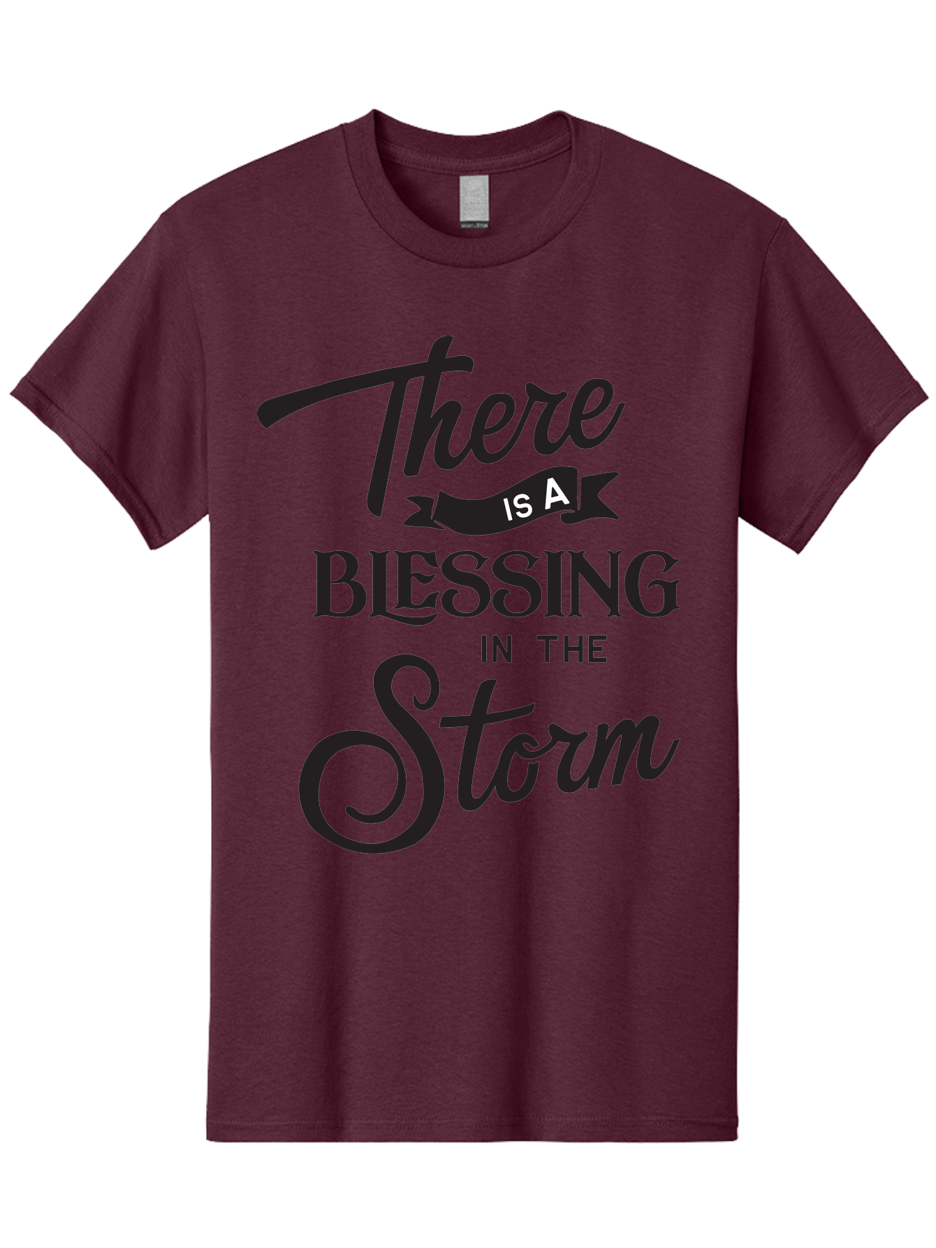Blessing-In-The-Storm Men'S Graphic Tee, 100% Cotton, Comfortable Casual Summer Wear, Machine Washable, Inspirational Quote, Motivational Message, Blessing In The Storm, Uplifting Words, Positive Affirmation, Faith, Perseverance, Aac530
