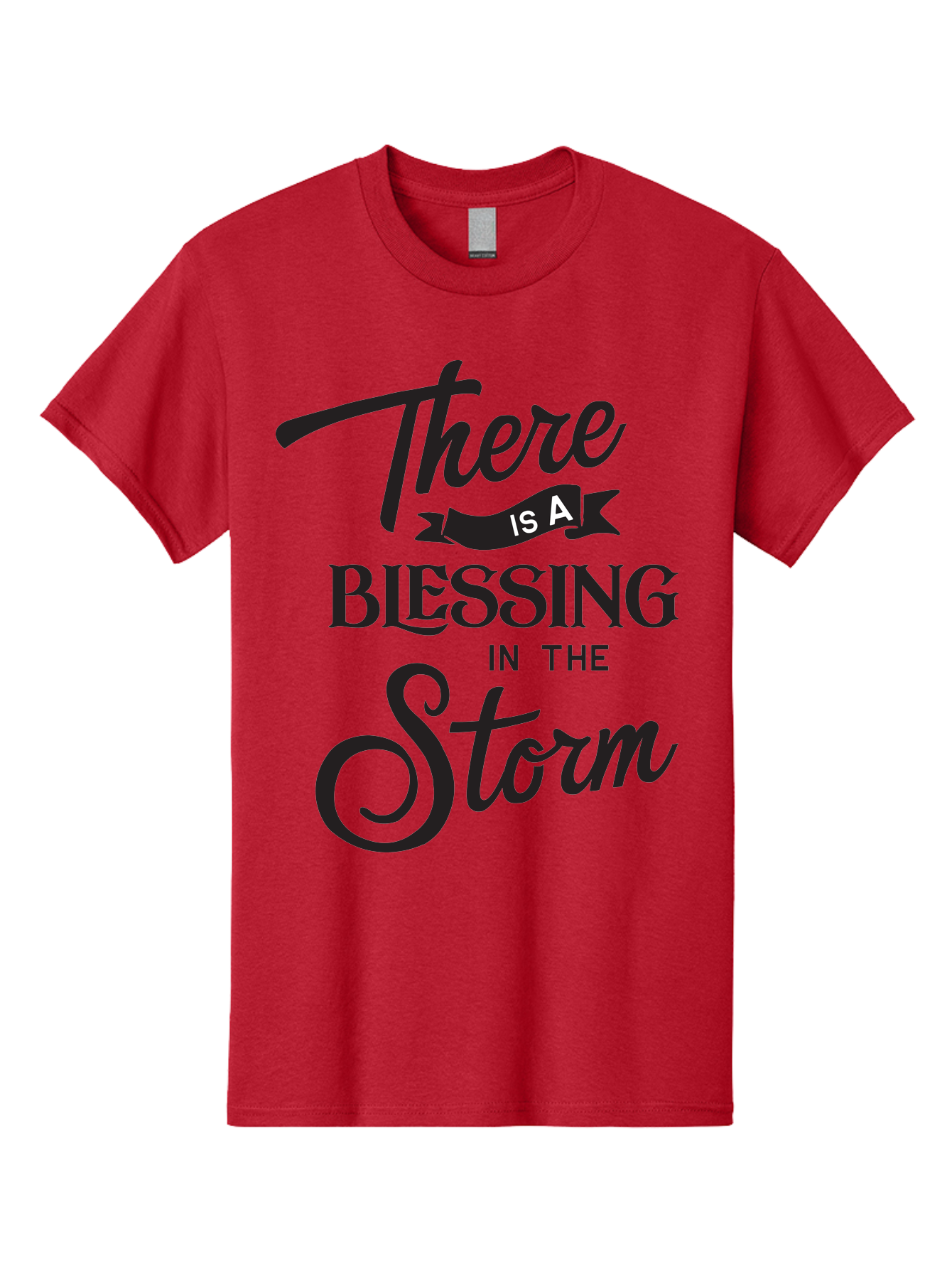 Blessing-In-The-Storm Men'S Graphic Tee, 100% Cotton, Comfortable Casual Summer Wear, Machine Washable, Inspirational Quote, Motivational Message, Blessing In The Storm, Uplifting Words, Positive Affirmation, Faith, Perseverance, Aac530