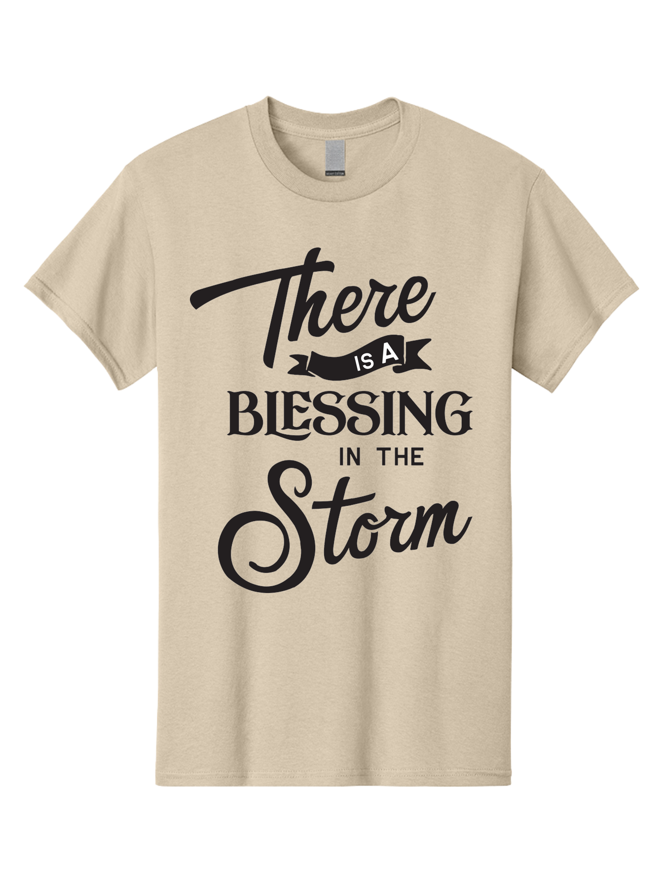 Blessing-In-The-Storm Men'S Graphic Tee, 100% Cotton, Comfortable Casual Summer Wear, Machine Washable, Inspirational Quote, Motivational Message, Blessing In The Storm, Uplifting Words, Positive Affirmation, Faith, Perseverance, Aac530