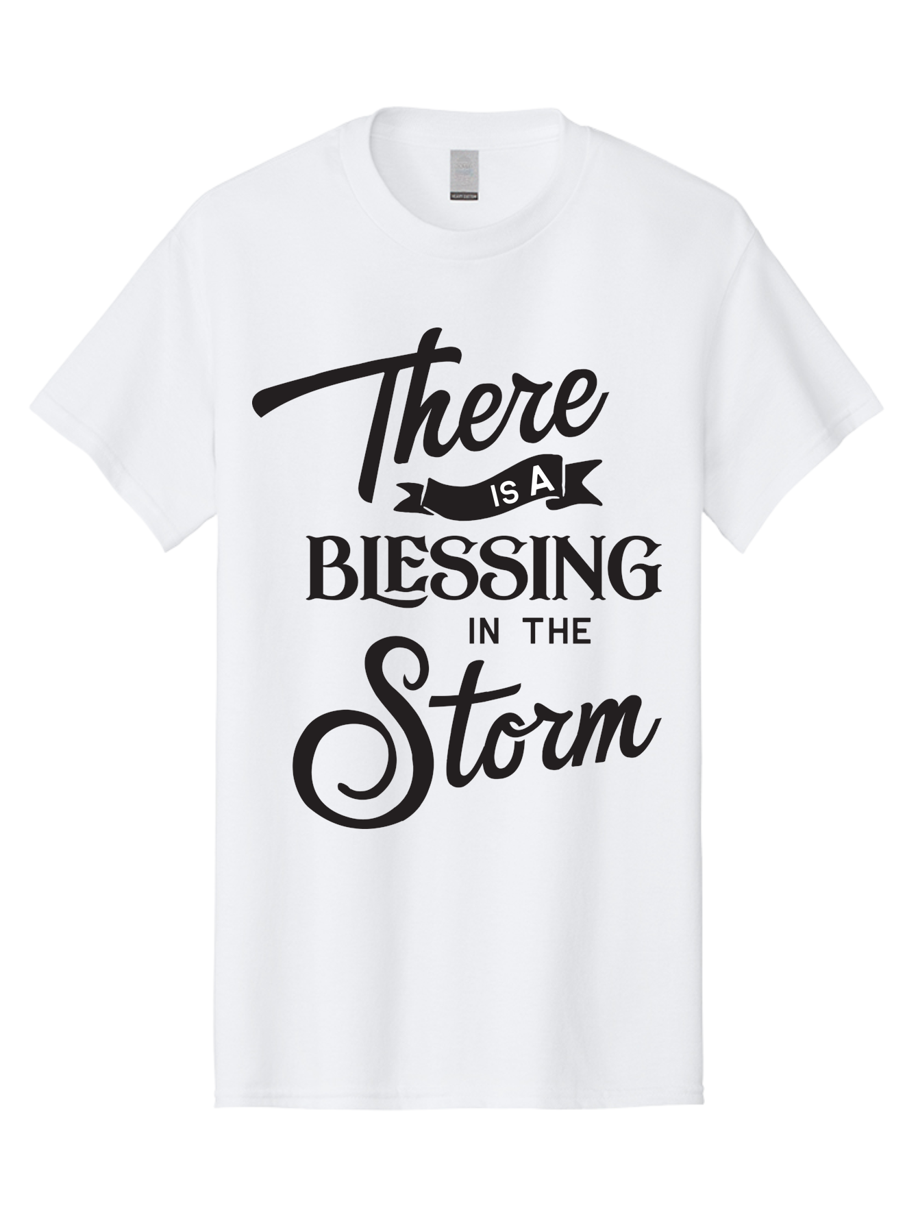 Blessing-In-The-Storm Men'S Graphic Tee, 100% Cotton, Comfortable Casual Summer Wear, Machine Washable, Inspirational Quote, Motivational Message, Blessing In The Storm, Uplifting Words, Positive Affirmation, Faith, Perseverance, Aac530