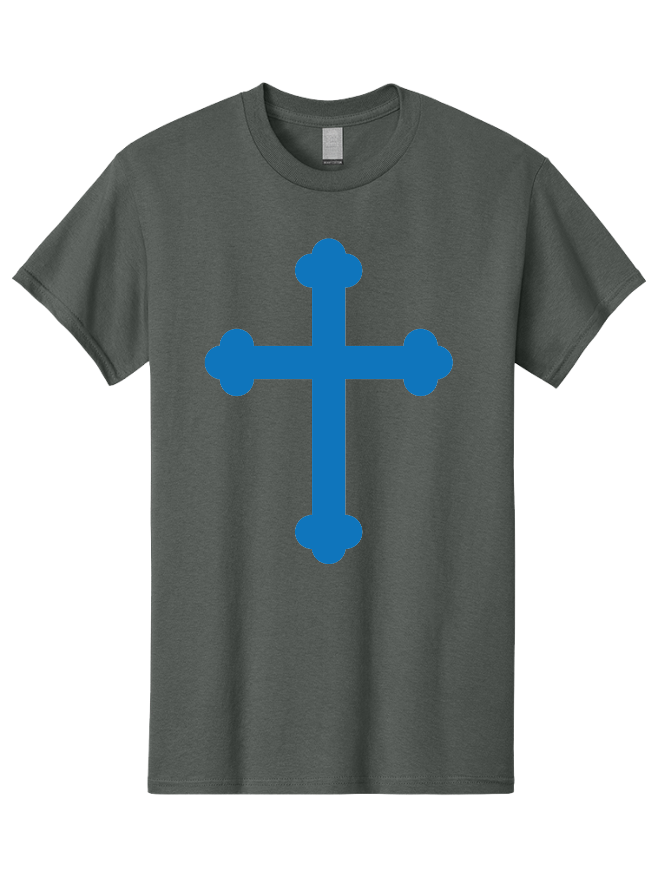 Blue-Cross Men'S Graphic Tee, 100% Cotton, Comfortable Casual Summer Wear, Machine Washable, Blue Cross, Heraldic Symbol, Christian Cross, Potent Cross, Symbolic Imagery, Faith Representation, Graphic Design Element, Symbolic Graphic Aac534
