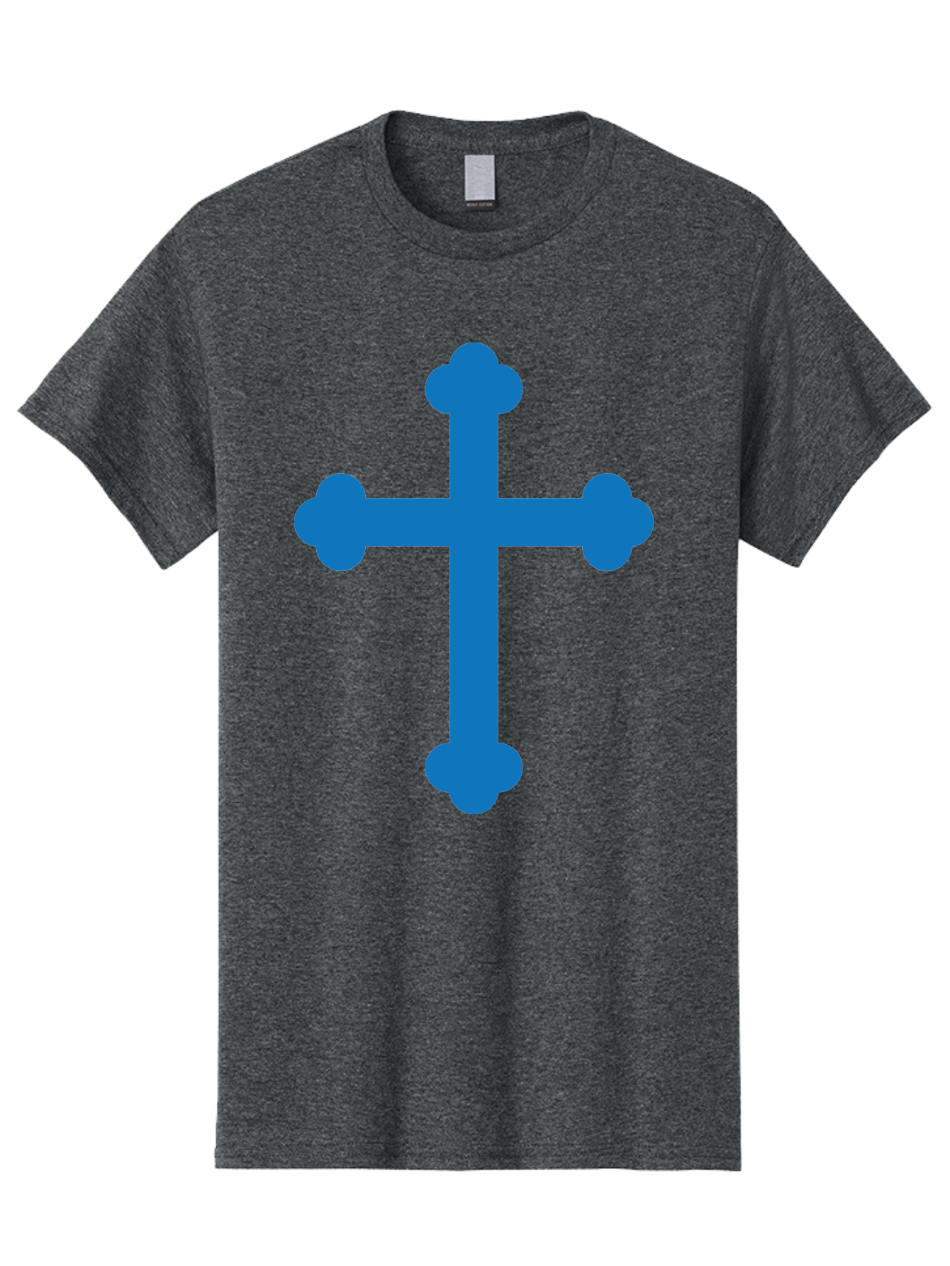 Blue-Cross Men'S Graphic Tee, 100% Cotton, Comfortable Casual Summer Wear, Machine Washable, Blue Cross, Heraldic Symbol, Christian Cross, Potent Cross, Symbolic Imagery, Faith Representation, Graphic Design Element, Symbolic Graphic Aac534