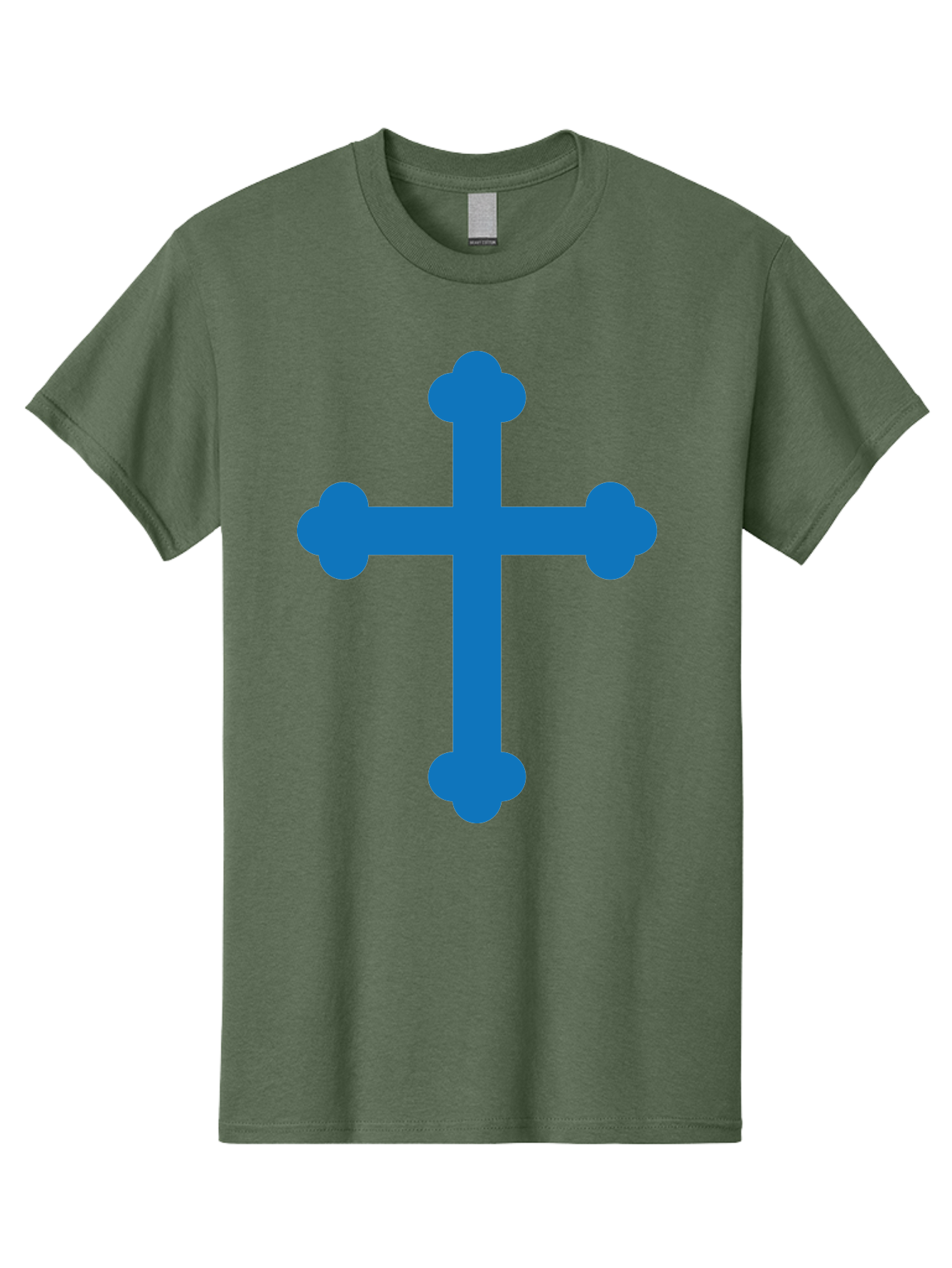Blue-Cross Men'S Graphic Tee, 100% Cotton, Comfortable Casual Summer Wear, Machine Washable, Blue Cross, Heraldic Symbol, Christian Cross, Potent Cross, Symbolic Imagery, Faith Representation, Graphic Design Element, Symbolic Graphic Aac534