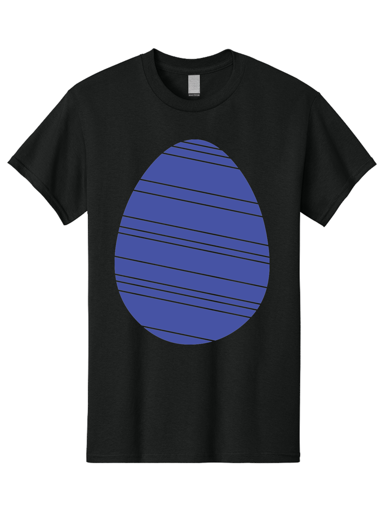 Blue-Easter-Egg Men'S Graphic Tee, 100% Cotton, Comfortable Casual Summer Wear, Machine Washable, Blue Oval Shape, Diagonal Stripes, Striped Pattern, Graphic Design, Abstract Art, Vibrant Colors, Modern Illustration Aac535