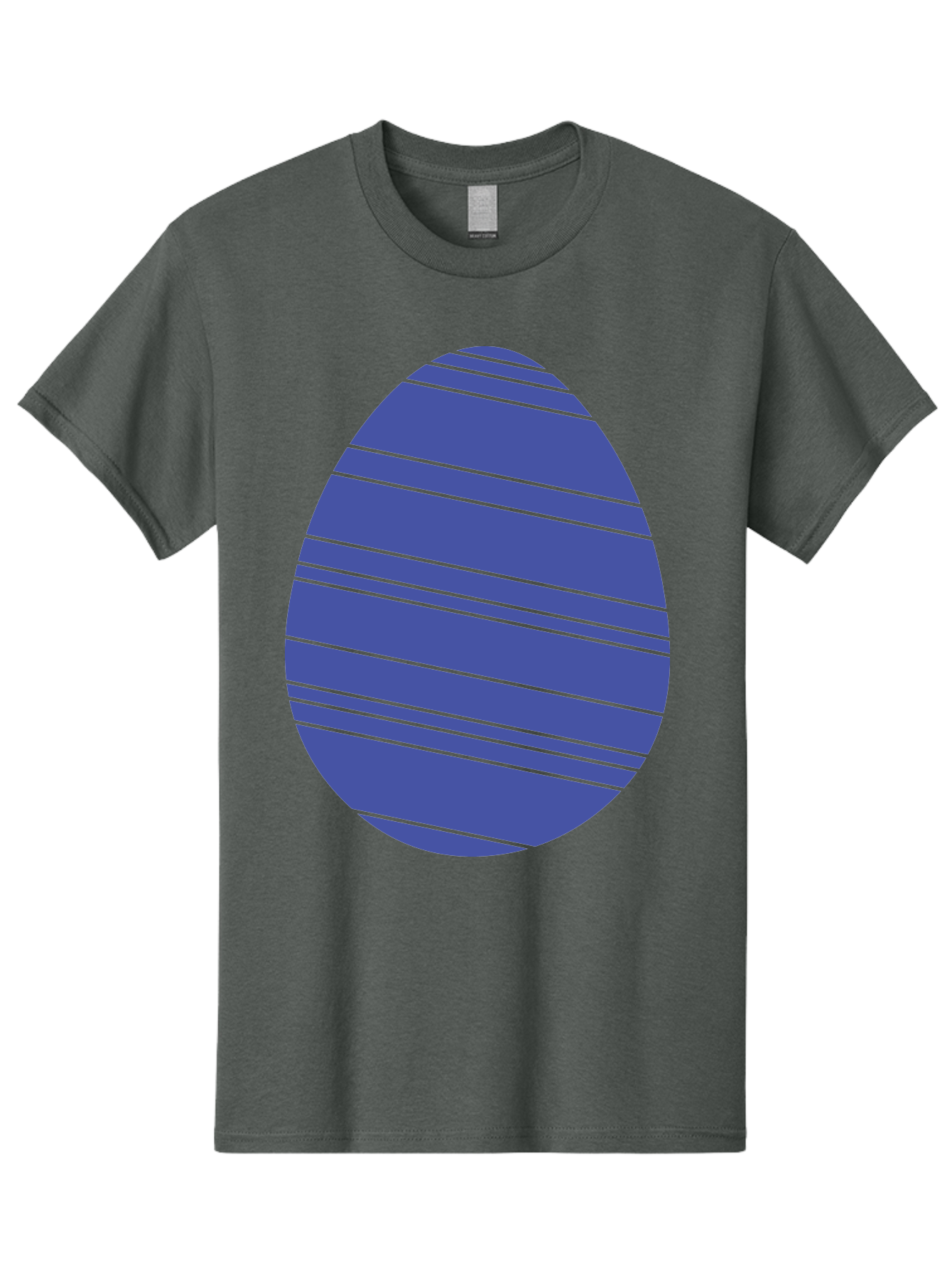 Blue-Easter-Egg Men'S Graphic Tee, 100% Cotton, Comfortable Casual Summer Wear, Machine Washable, Blue Oval Shape, Diagonal Stripes, Striped Pattern, Graphic Design, Abstract Art, Vibrant Colors, Modern Illustration Aac535