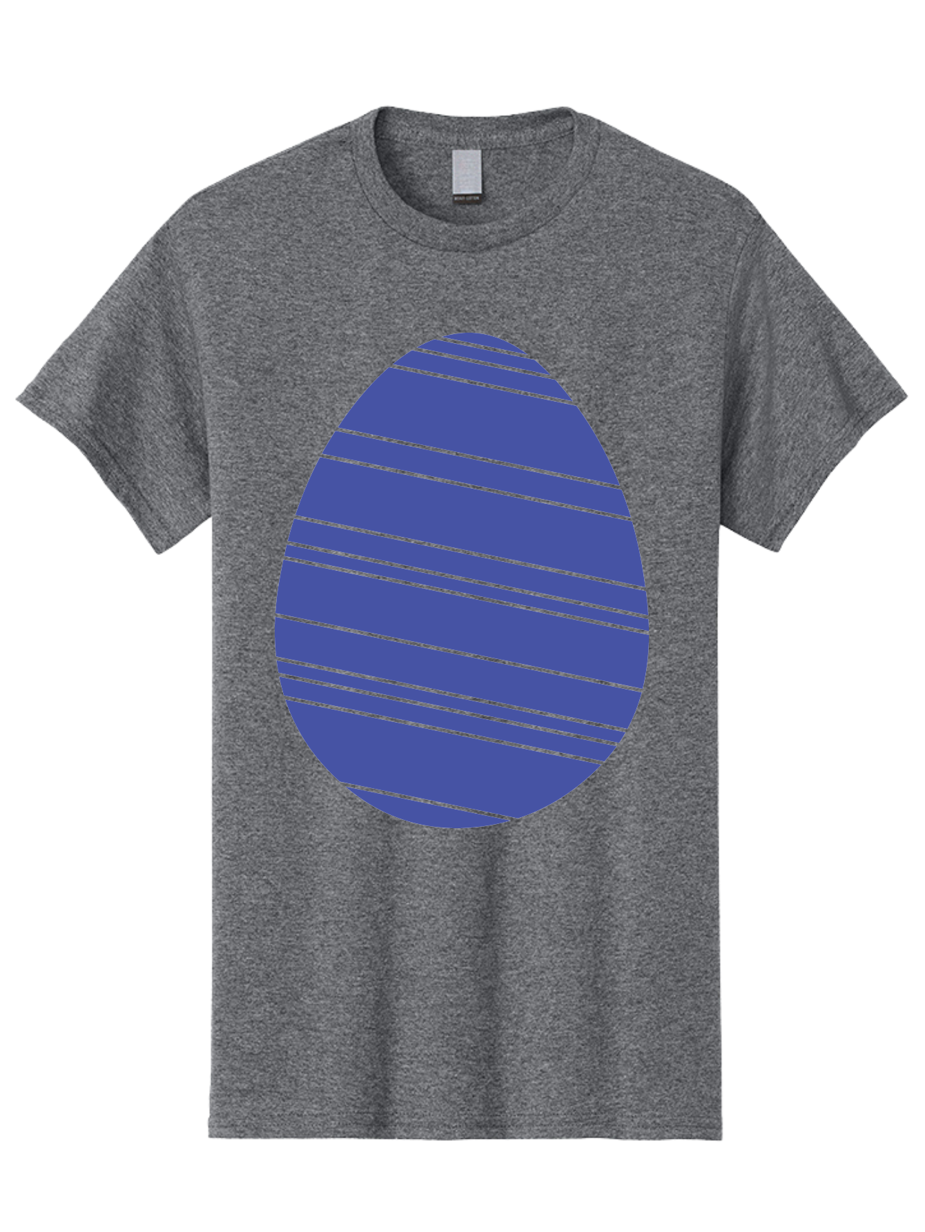 Blue-Easter-Egg Men'S Graphic Tee, 100% Cotton, Comfortable Casual Summer Wear, Machine Washable, Blue Oval Shape, Diagonal Stripes, Striped Pattern, Graphic Design, Abstract Art, Vibrant Colors, Modern Illustration Aac535