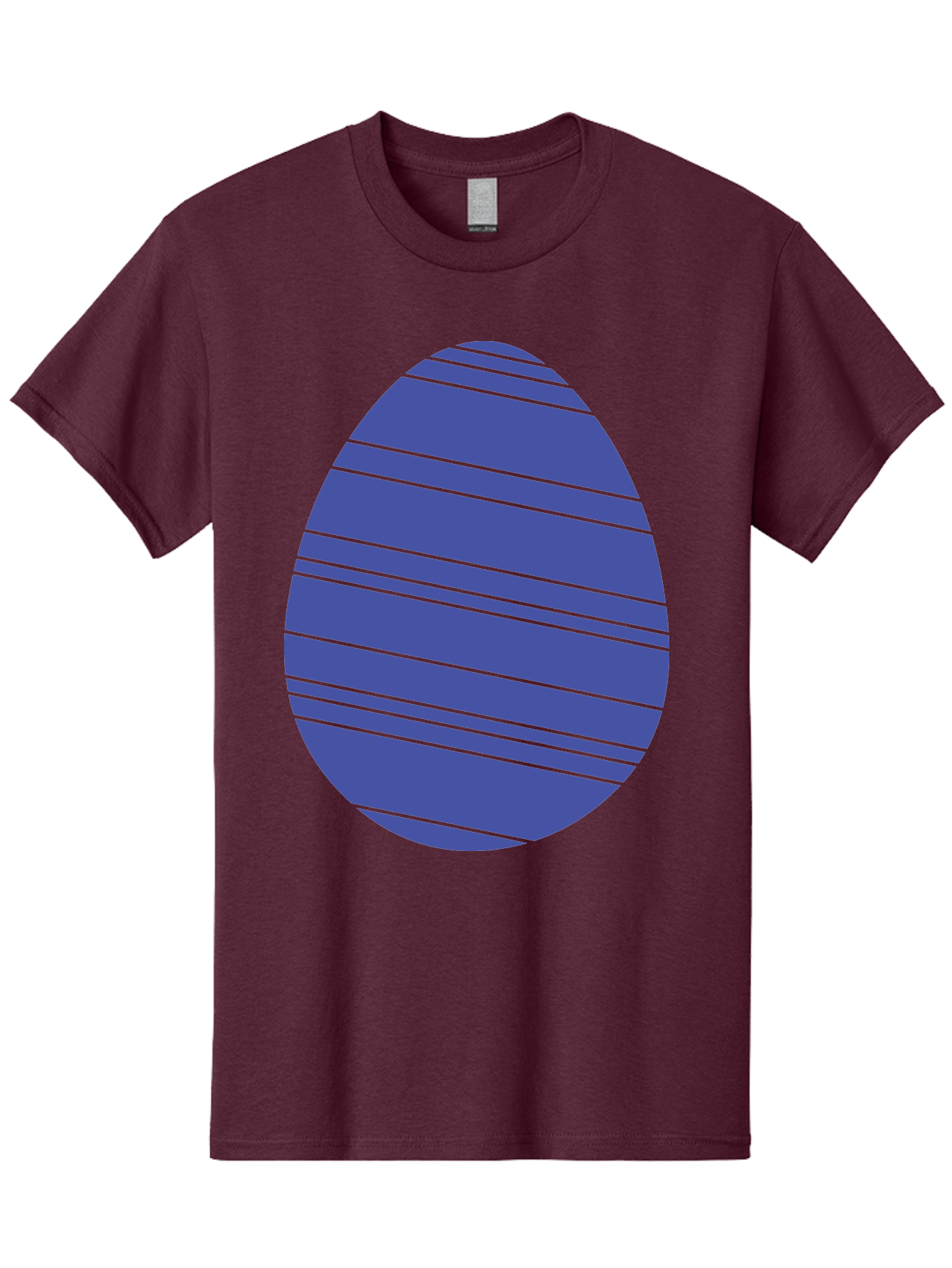 Blue-Easter-Egg Men'S Graphic Tee, 100% Cotton, Comfortable Casual Summer Wear, Machine Washable, Blue Oval Shape, Diagonal Stripes, Striped Pattern, Graphic Design, Abstract Art, Vibrant Colors, Modern Illustration Aac535