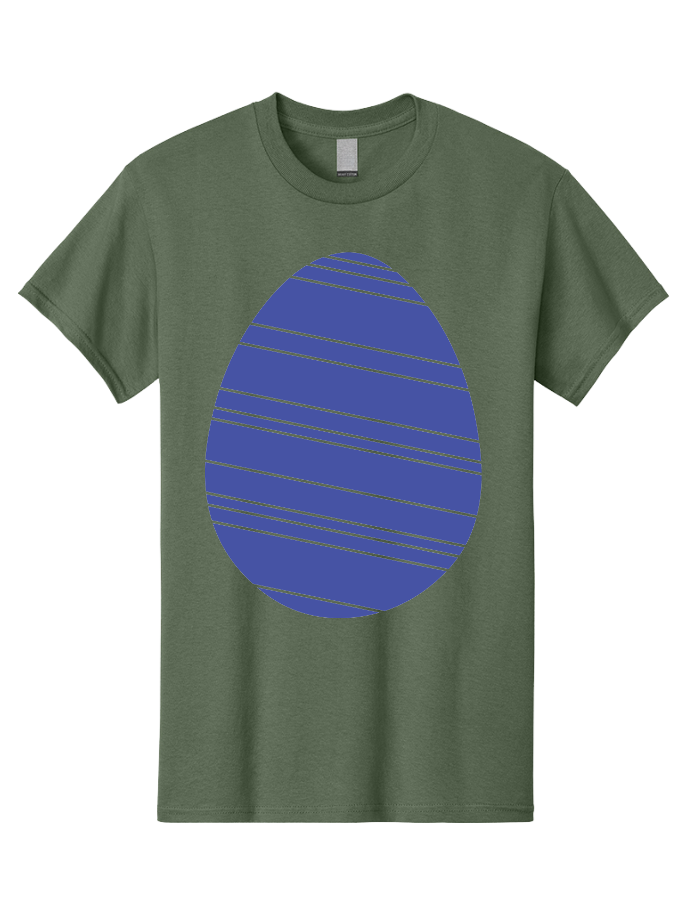 Blue-Easter-Egg Men'S Graphic Tee, 100% Cotton, Comfortable Casual Summer Wear, Machine Washable, Blue Oval Shape, Diagonal Stripes, Striped Pattern, Graphic Design, Abstract Art, Vibrant Colors, Modern Illustration Aac535