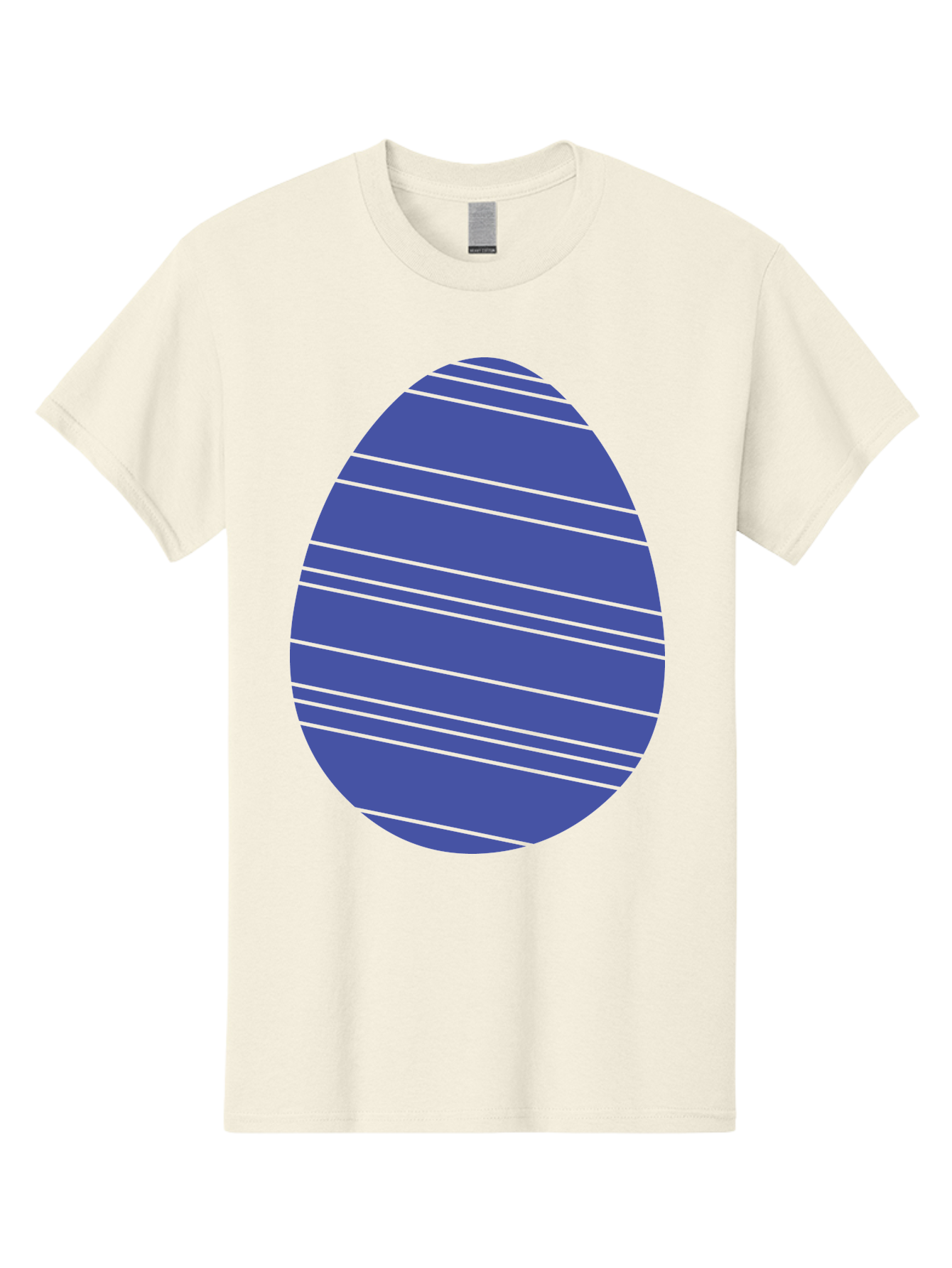 Blue-Easter-Egg Men'S Graphic Tee, 100% Cotton, Comfortable Casual Summer Wear, Machine Washable, Blue Oval Shape, Diagonal Stripes, Striped Pattern, Graphic Design, Abstract Art, Vibrant Colors, Modern Illustration Aac535