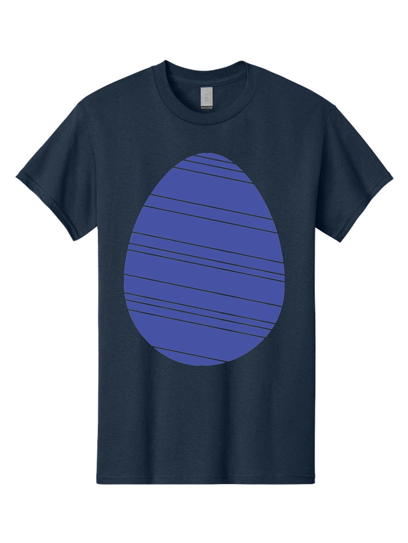 Blue-Easter-Egg Men'S Graphic Tee, 100% Cotton, Comfortable Casual Summer Wear, Machine Washable, Blue Oval Shape, Diagonal Stripes, Striped Pattern, Graphic Design, Abstract Art, Vibrant Colors, Modern Illustration Aac535