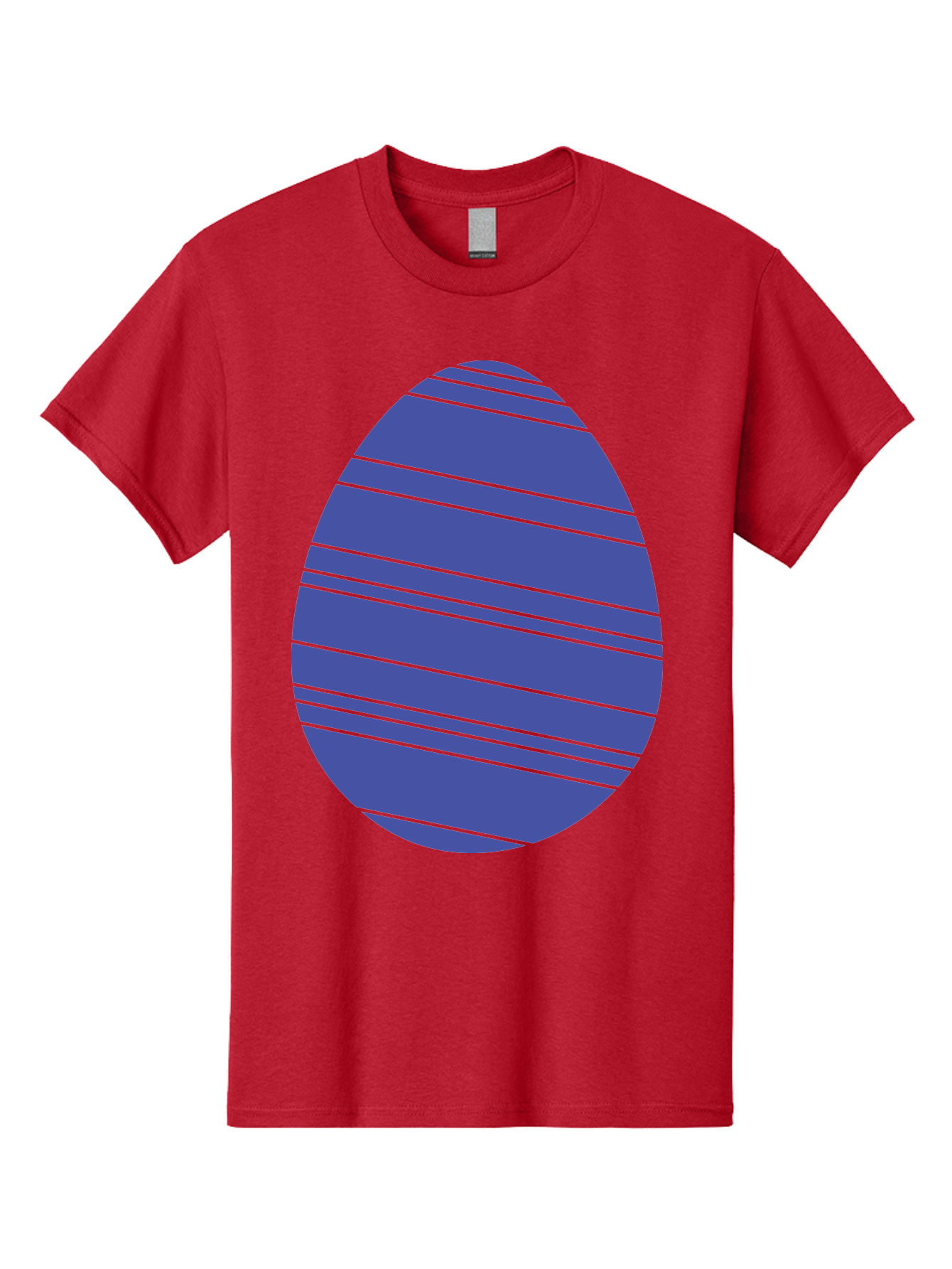 Blue-Easter-Egg Men'S Graphic Tee, 100% Cotton, Comfortable Casual Summer Wear, Machine Washable, Blue Oval Shape, Diagonal Stripes, Striped Pattern, Graphic Design, Abstract Art, Vibrant Colors, Modern Illustration Aac535