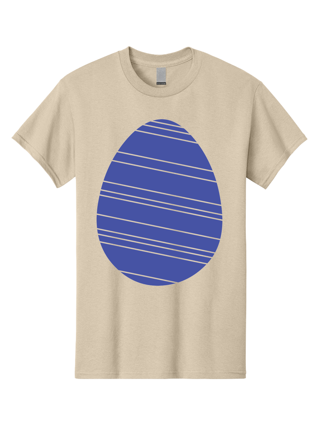 Blue-Easter-Egg Men'S Graphic Tee, 100% Cotton, Comfortable Casual Summer Wear, Machine Washable, Blue Oval Shape, Diagonal Stripes, Striped Pattern, Graphic Design, Abstract Art, Vibrant Colors, Modern Illustration Aac535