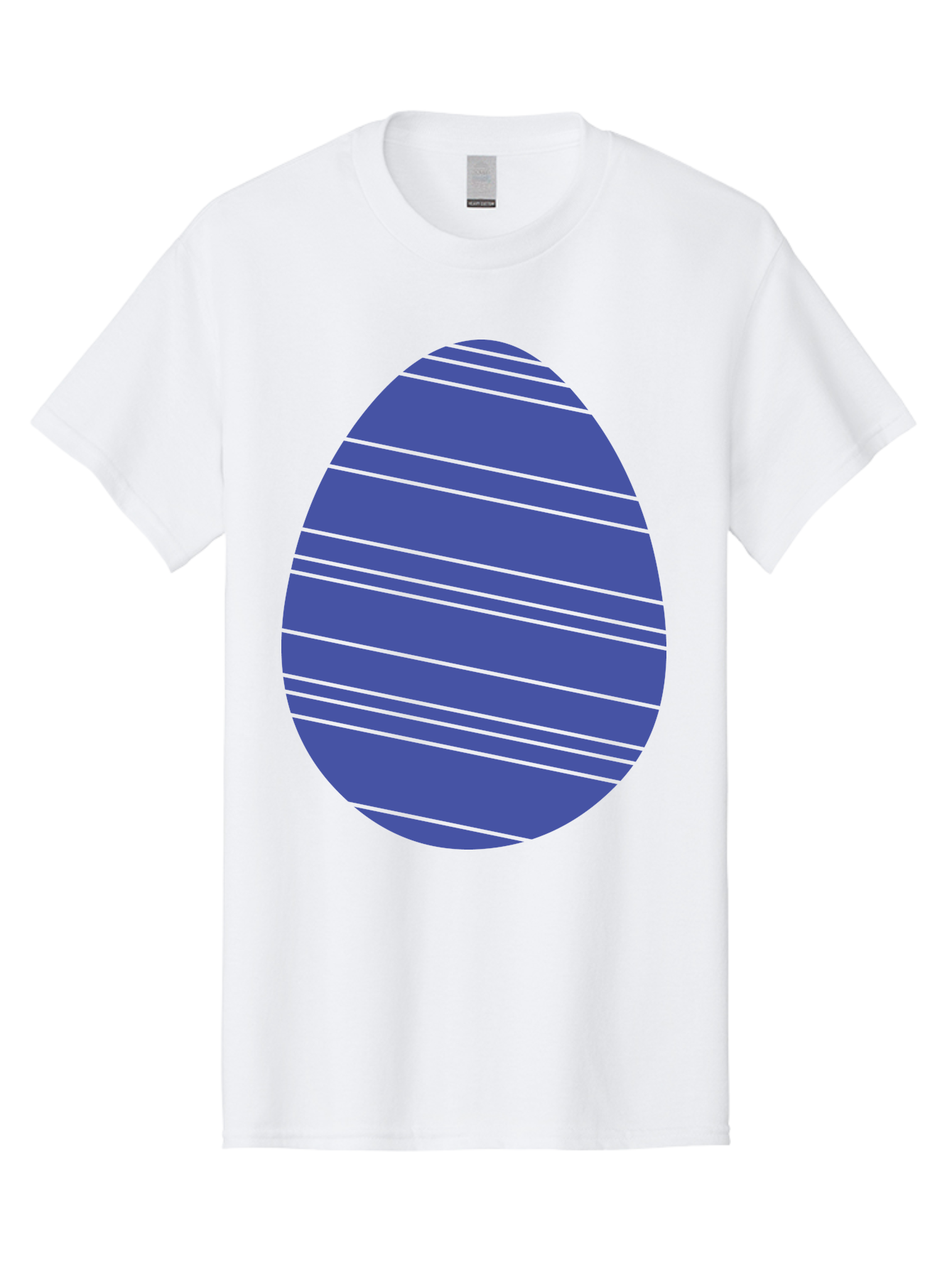 Blue-Easter-Egg Men'S Graphic Tee, 100% Cotton, Comfortable Casual Summer Wear, Machine Washable, Blue Oval Shape, Diagonal Stripes, Striped Pattern, Graphic Design, Abstract Art, Vibrant Colors, Modern Illustration Aac535