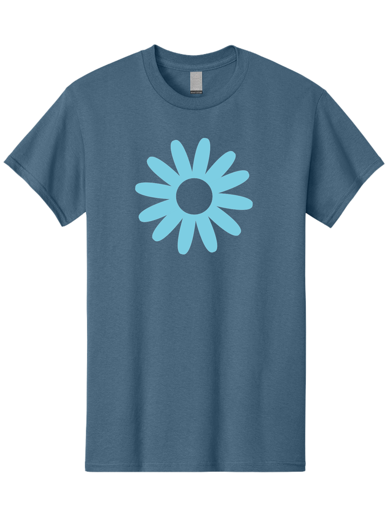 Blue-Flower Men'S Graphic Tee, 100% Cotton, Comfortable Casual Summer Wear, Machine Washable, Blue Flower, Simple Design, Minimalist Art, Floral Pattern, Light Blue Petals, Abstract Flower, Modern Graphics Aac536