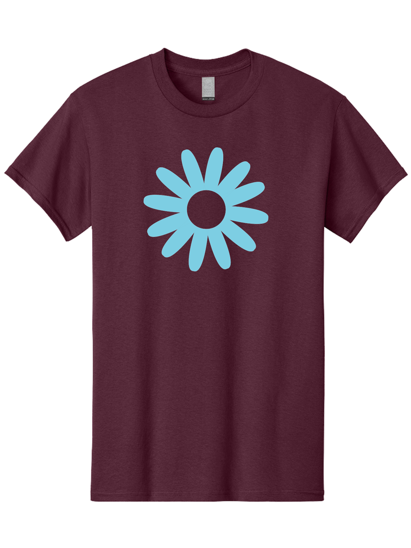 Blue-Flower Men'S Graphic Tee, 100% Cotton, Comfortable Casual Summer Wear, Machine Washable, Blue Flower, Simple Design, Minimalist Art, Floral Pattern, Light Blue Petals, Abstract Flower, Modern Graphics Aac536