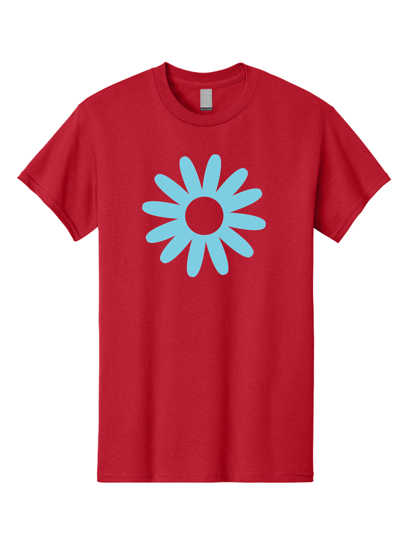 Blue-Flower Men'S Graphic Tee, 100% Cotton, Comfortable Casual Summer Wear, Machine Washable, Blue Flower, Simple Design, Minimalist Art, Floral Pattern, Light Blue Petals, Abstract Flower, Modern Graphics Aac536