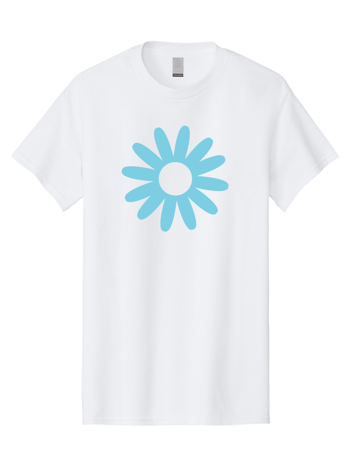 Blue-Flower Men'S Graphic Tee, 100% Cotton, Comfortable Casual Summer Wear, Machine Washable, Blue Flower, Simple Design, Minimalist Art, Floral Pattern, Light Blue Petals, Abstract Flower, Modern Graphics Aac536