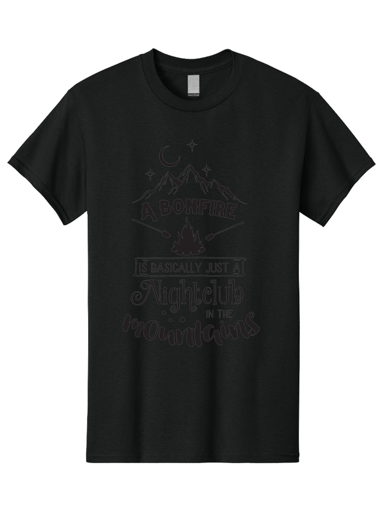 Bonfire-Nightclub Men'S Graphic Tee, 100% Cotton, Comfortable Casual Summer Wear, Machine Washable, Bonfire In The Mountains, Nightclub Atmosphere, Camping Vibes, Outdoor Adventures, Wilderness Getaway, Moonlit Nights, Starry Skies, Aac537