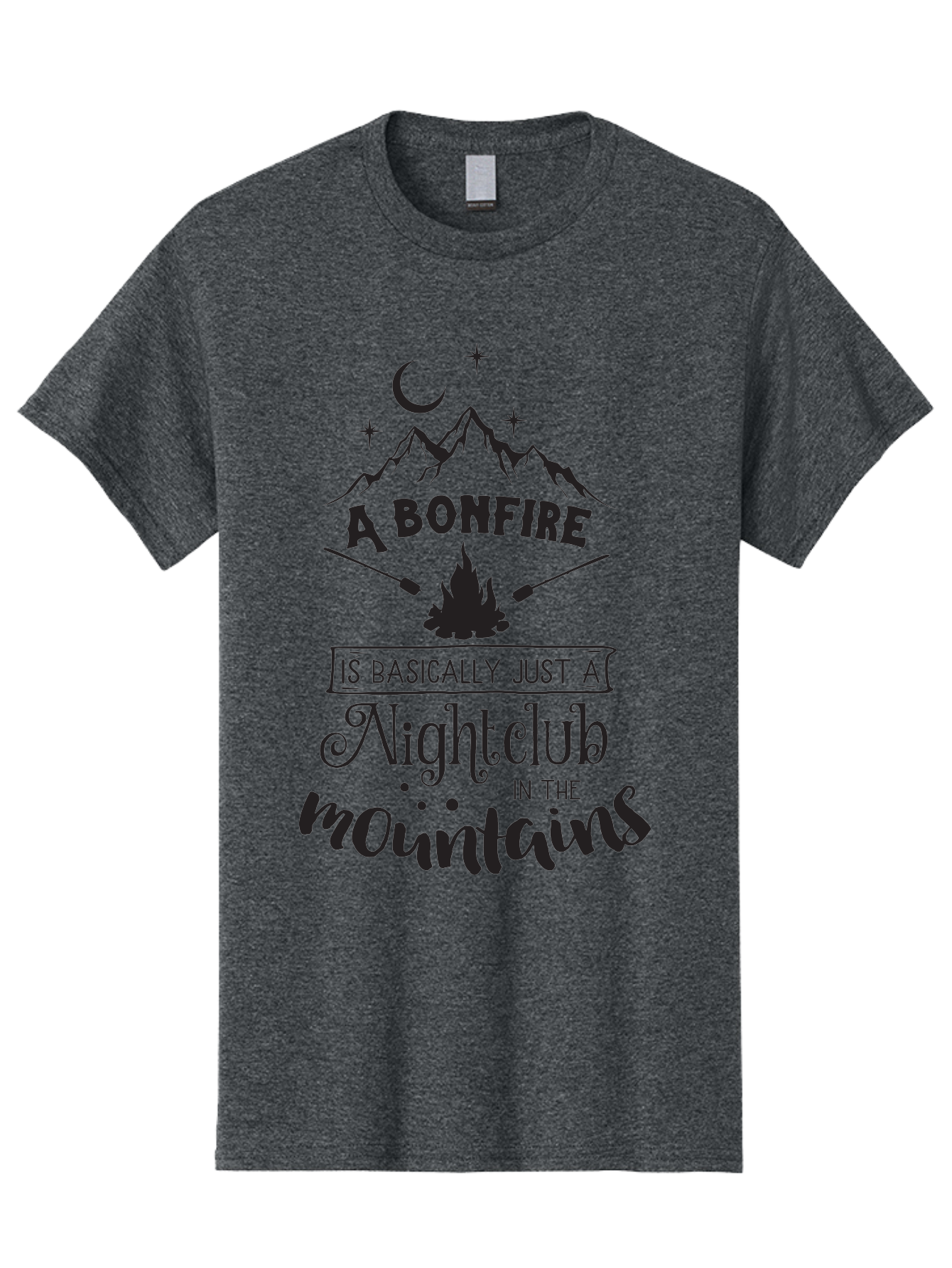 Bonfire-Nightclub Men'S Graphic Tee, 100% Cotton, Comfortable Casual Summer Wear, Machine Washable, Bonfire In The Mountains, Nightclub Atmosphere, Camping Vibes, Outdoor Adventures, Wilderness Getaway, Moonlit Nights, Starry Skies, Aac537