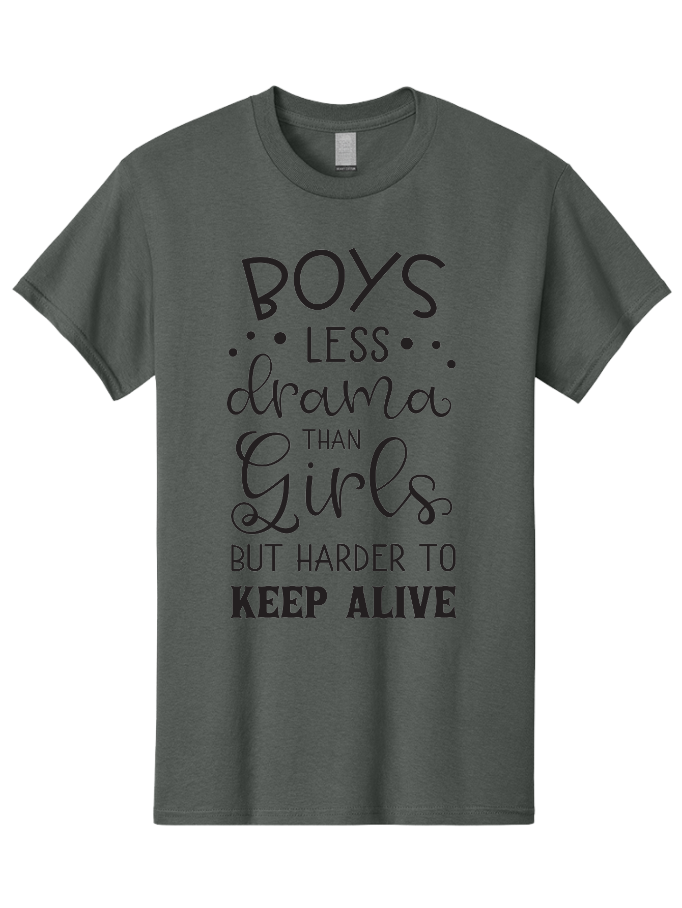Boys-Less-Drama-Than-Girls-But-Harder-To-Keep-Alive Men'S Graphic Tee, 100% Cotton, Comfortable Casual Summer Wear, Machine Washable, Funny Quotes, Humorous Sayings, Boys Vs Girls, Witty Humor, Playful Teasing, Sassy Phrases, Aac541