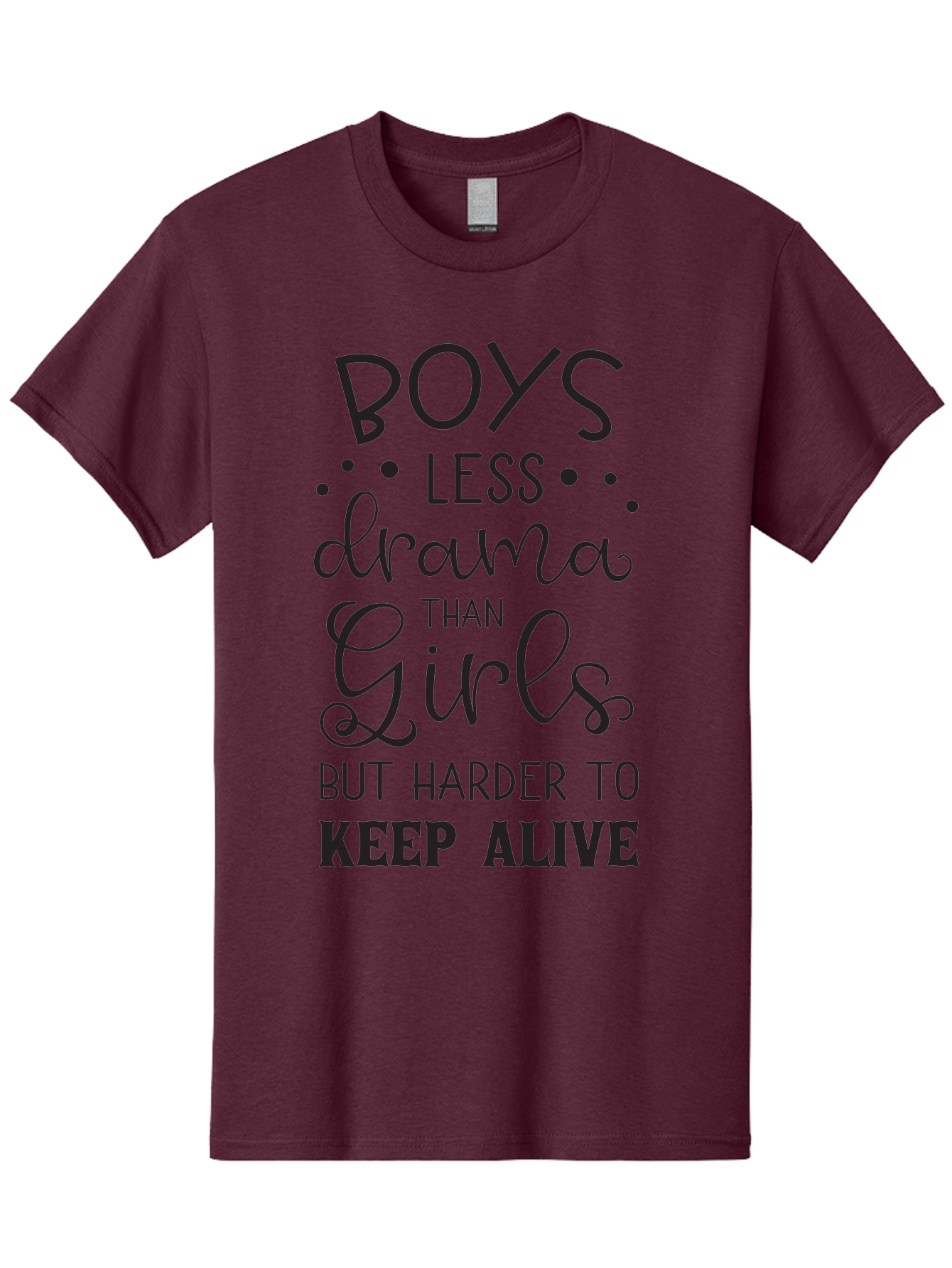 Boys-Less-Drama-Than-Girls-But-Harder-To-Keep-Alive Men'S Graphic Tee, 100% Cotton, Comfortable Casual Summer Wear, Machine Washable, Funny Quotes, Humorous Sayings, Boys Vs Girls, Witty Humor, Playful Teasing, Sassy Phrases, Aac541