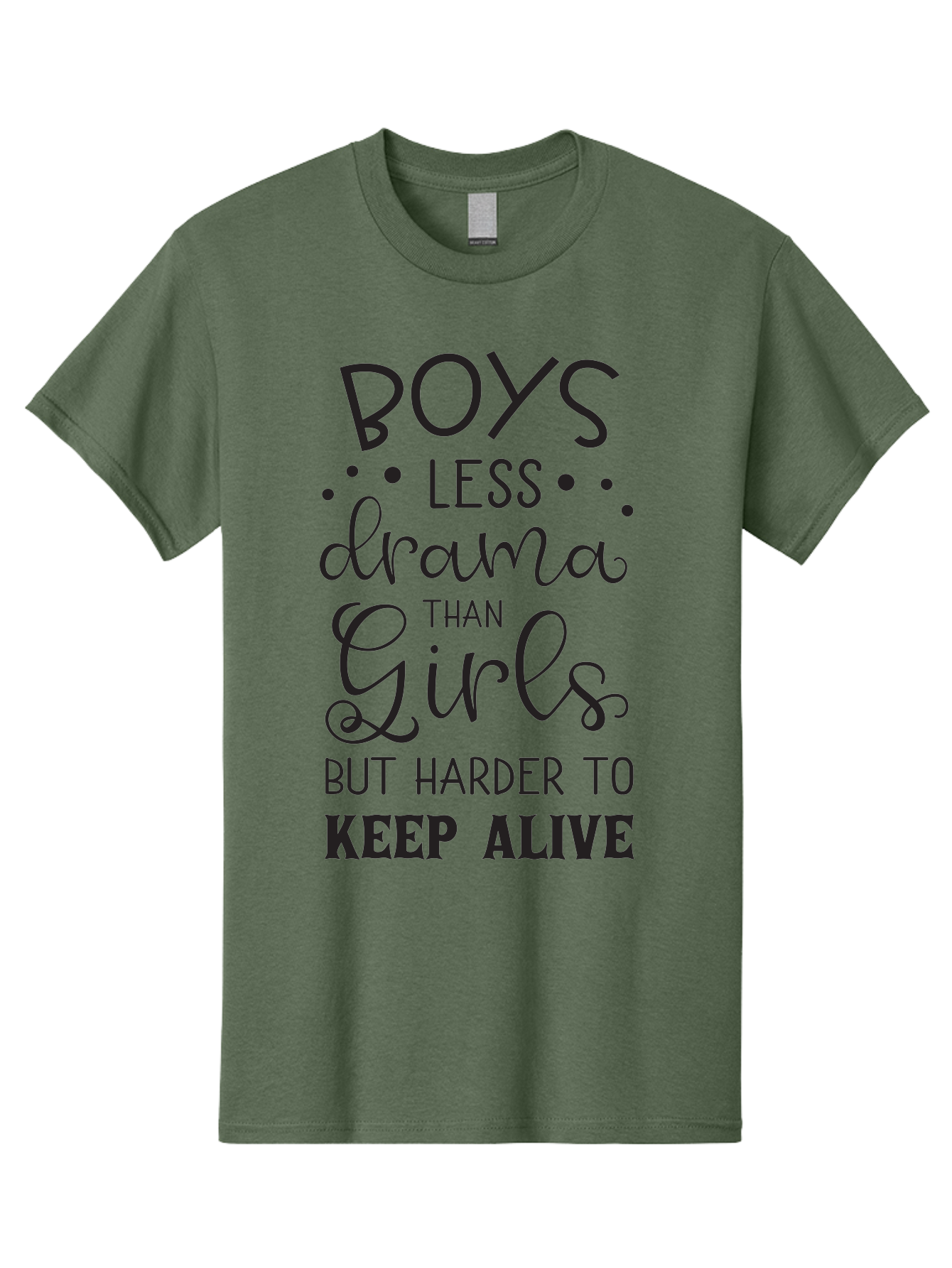 Boys-Less-Drama-Than-Girls-But-Harder-To-Keep-Alive Men'S Graphic Tee, 100% Cotton, Comfortable Casual Summer Wear, Machine Washable, Funny Quotes, Humorous Sayings, Boys Vs Girls, Witty Humor, Playful Teasing, Sassy Phrases, Aac541