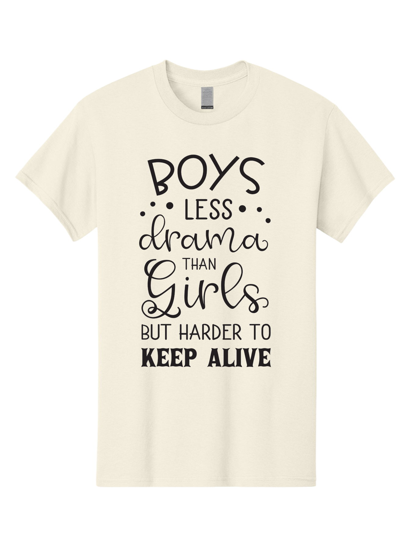 Boys-Less-Drama-Than-Girls-But-Harder-To-Keep-Alive Men'S Graphic Tee, 100% Cotton, Comfortable Casual Summer Wear, Machine Washable, Funny Quotes, Humorous Sayings, Boys Vs Girls, Witty Humor, Playful Teasing, Sassy Phrases, Aac541