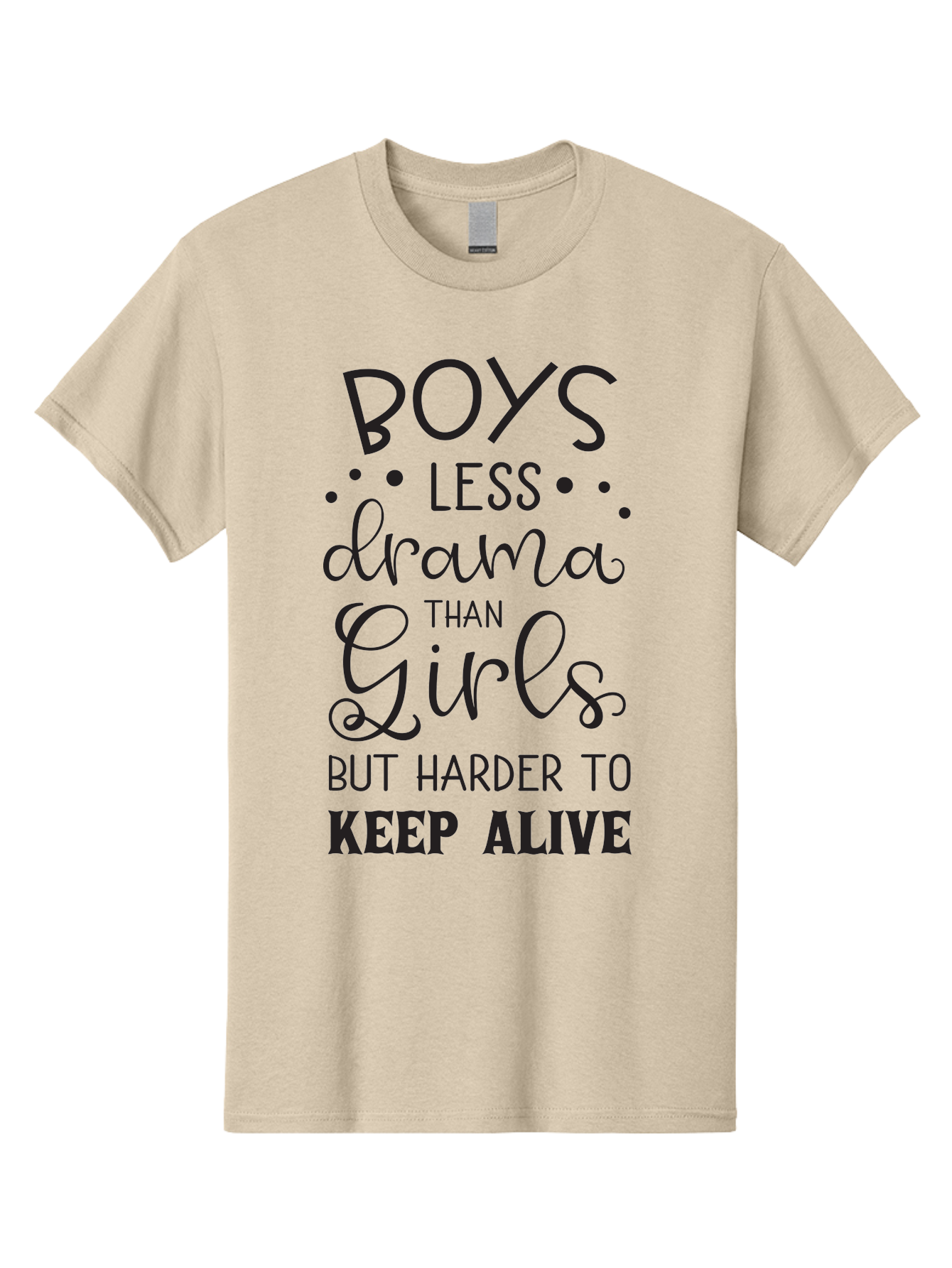 Boys-Less-Drama-Than-Girls-But-Harder-To-Keep-Alive Men'S Graphic Tee, 100% Cotton, Comfortable Casual Summer Wear, Machine Washable, Funny Quotes, Humorous Sayings, Boys Vs Girls, Witty Humor, Playful Teasing, Sassy Phrases, Aac541