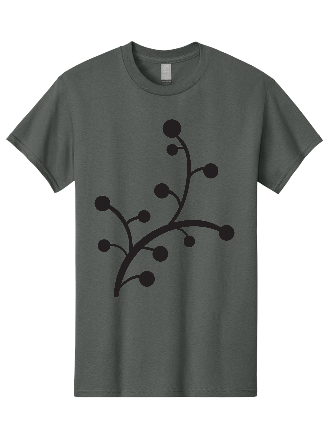Branched-Stem Men'S Graphic Tee, 100% Cotton, Comfortable Casual Summer Wear, Machine Washable, Mistletoe Silhouette, Minimalist Design, Black And Green Color Scheme, Festive Decor, Holiday Icon, Christmas Symbol, Simple Graphics, Aac543