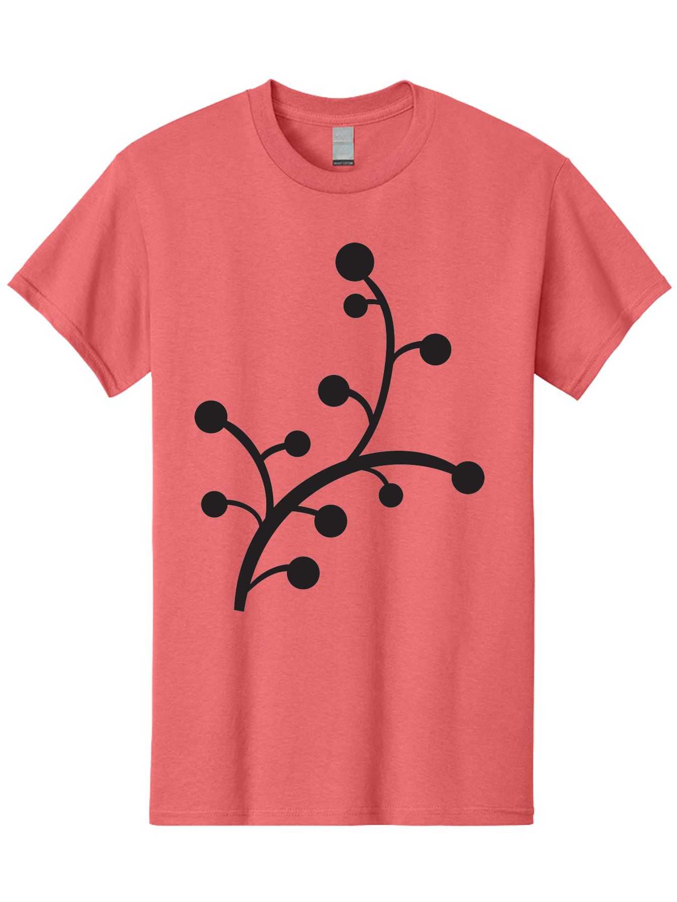 Branched-Stem Men'S Graphic Tee, 100% Cotton, Comfortable Casual Summer Wear, Machine Washable, Mistletoe Silhouette, Minimalist Design, Black And Green Color Scheme, Festive Decor, Holiday Icon, Christmas Symbol, Simple Graphics, Aac543