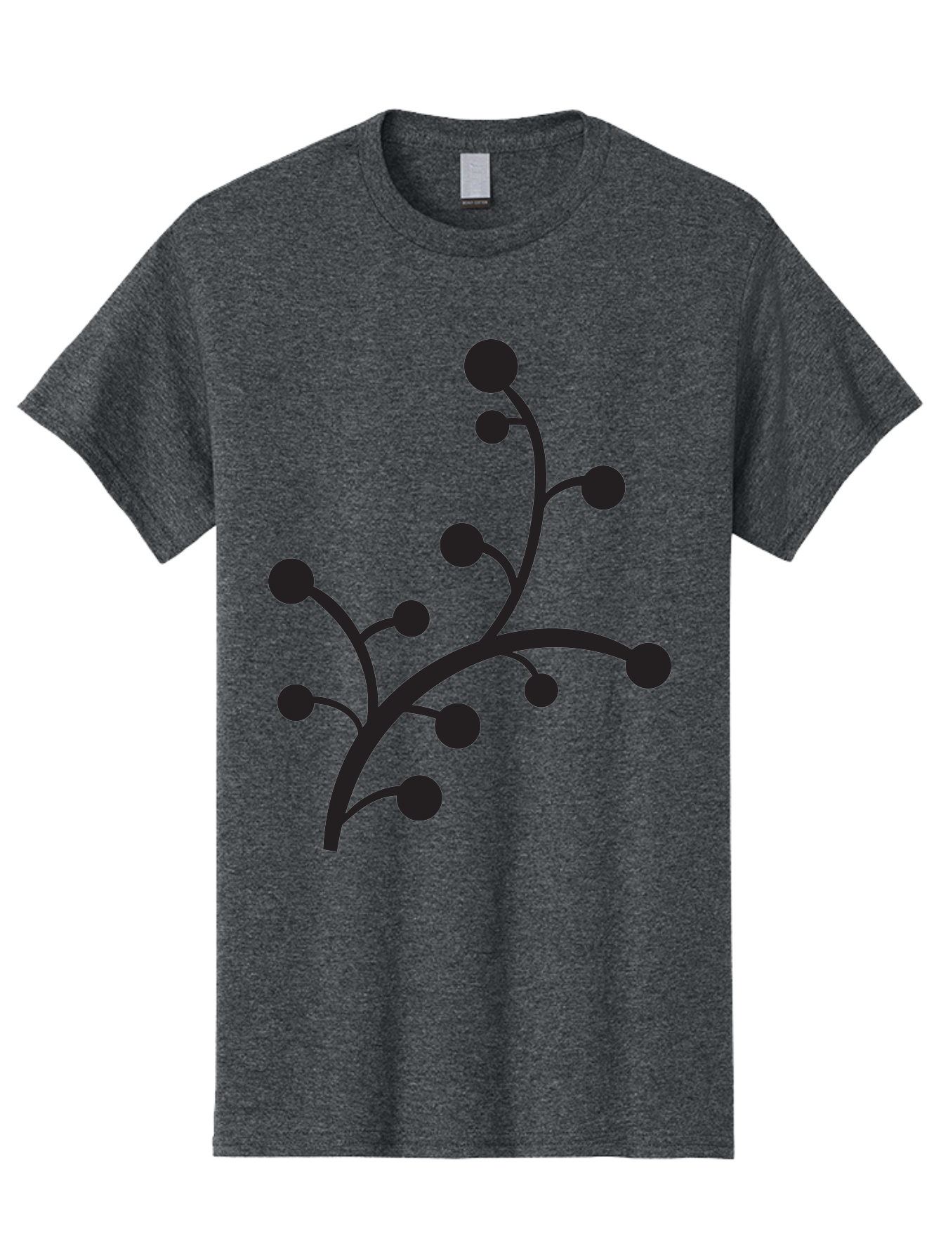 Branched-Stem Men'S Graphic Tee, 100% Cotton, Comfortable Casual Summer Wear, Machine Washable, Mistletoe Silhouette, Minimalist Design, Black And Green Color Scheme, Festive Decor, Holiday Icon, Christmas Symbol, Simple Graphics, Aac543