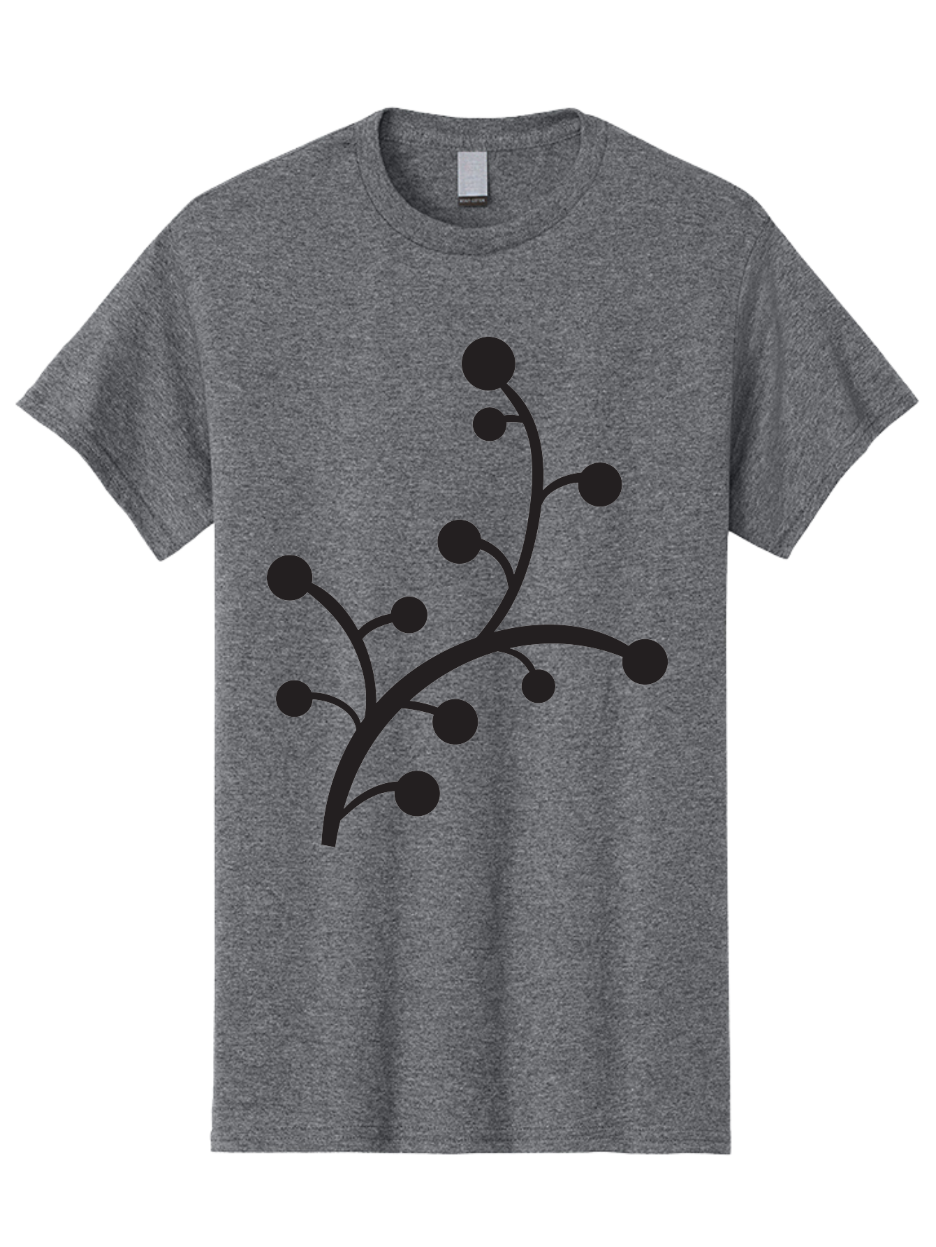 Branched-Stem Men'S Graphic Tee, 100% Cotton, Comfortable Casual Summer Wear, Machine Washable, Mistletoe Silhouette, Minimalist Design, Black And Green Color Scheme, Festive Decor, Holiday Icon, Christmas Symbol, Simple Graphics, Aac543