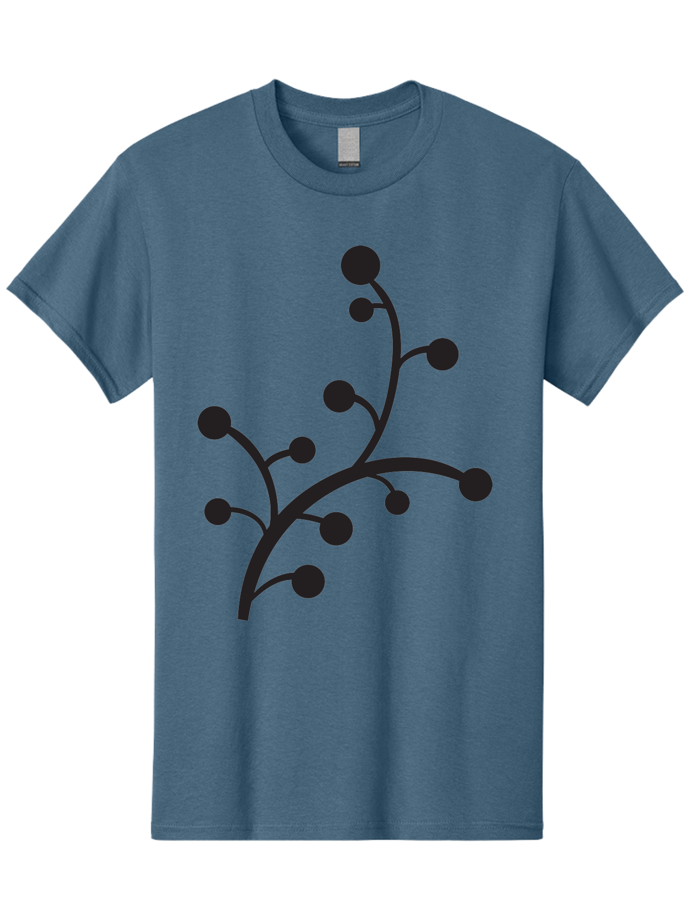 Branched-Stem Men'S Graphic Tee, 100% Cotton, Comfortable Casual Summer Wear, Machine Washable, Mistletoe Silhouette, Minimalist Design, Black And Green Color Scheme, Festive Decor, Holiday Icon, Christmas Symbol, Simple Graphics, Aac543