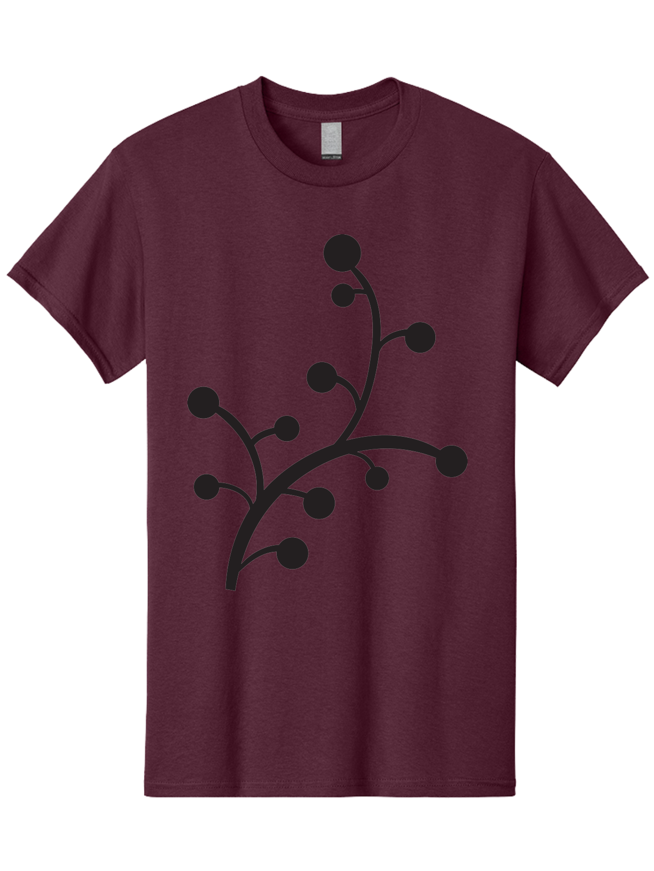 Branched-Stem Men'S Graphic Tee, 100% Cotton, Comfortable Casual Summer Wear, Machine Washable, Mistletoe Silhouette, Minimalist Design, Black And Green Color Scheme, Festive Decor, Holiday Icon, Christmas Symbol, Simple Graphics, Aac543