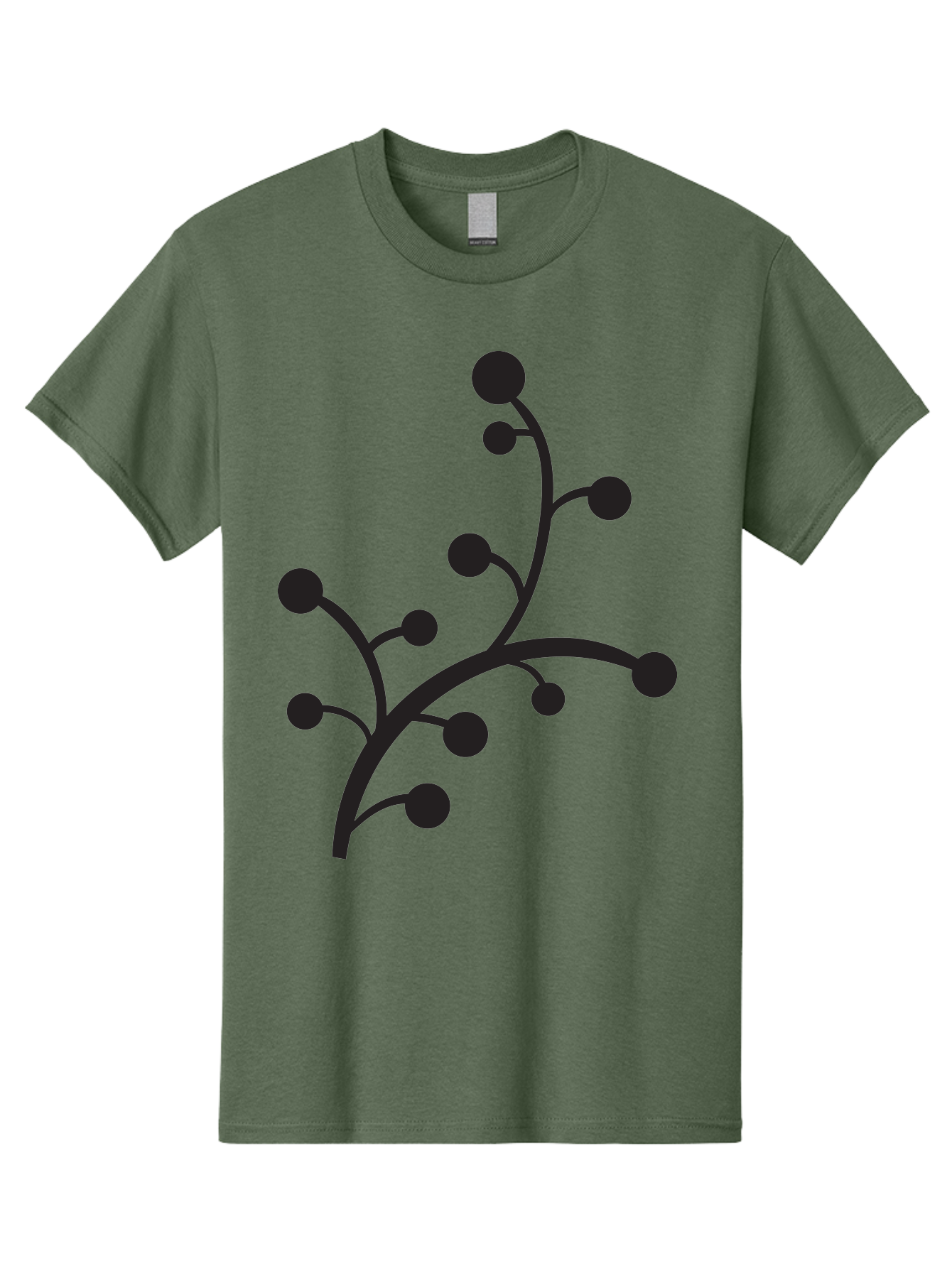 Branched-Stem Men'S Graphic Tee, 100% Cotton, Comfortable Casual Summer Wear, Machine Washable, Mistletoe Silhouette, Minimalist Design, Black And Green Color Scheme, Festive Decor, Holiday Icon, Christmas Symbol, Simple Graphics, Aac543