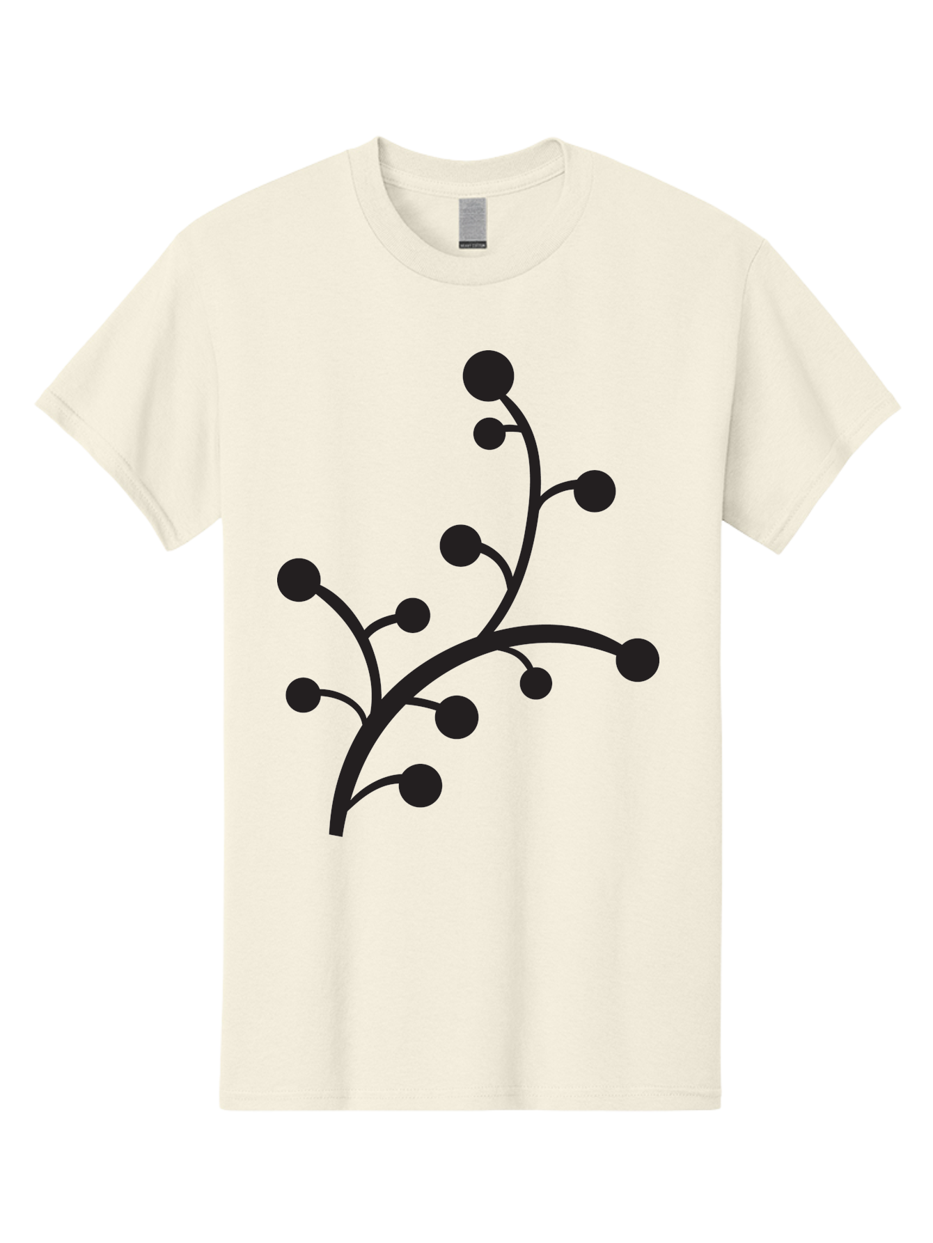 Branched-Stem Men'S Graphic Tee, 100% Cotton, Comfortable Casual Summer Wear, Machine Washable, Mistletoe Silhouette, Minimalist Design, Black And Green Color Scheme, Festive Decor, Holiday Icon, Christmas Symbol, Simple Graphics, Aac543