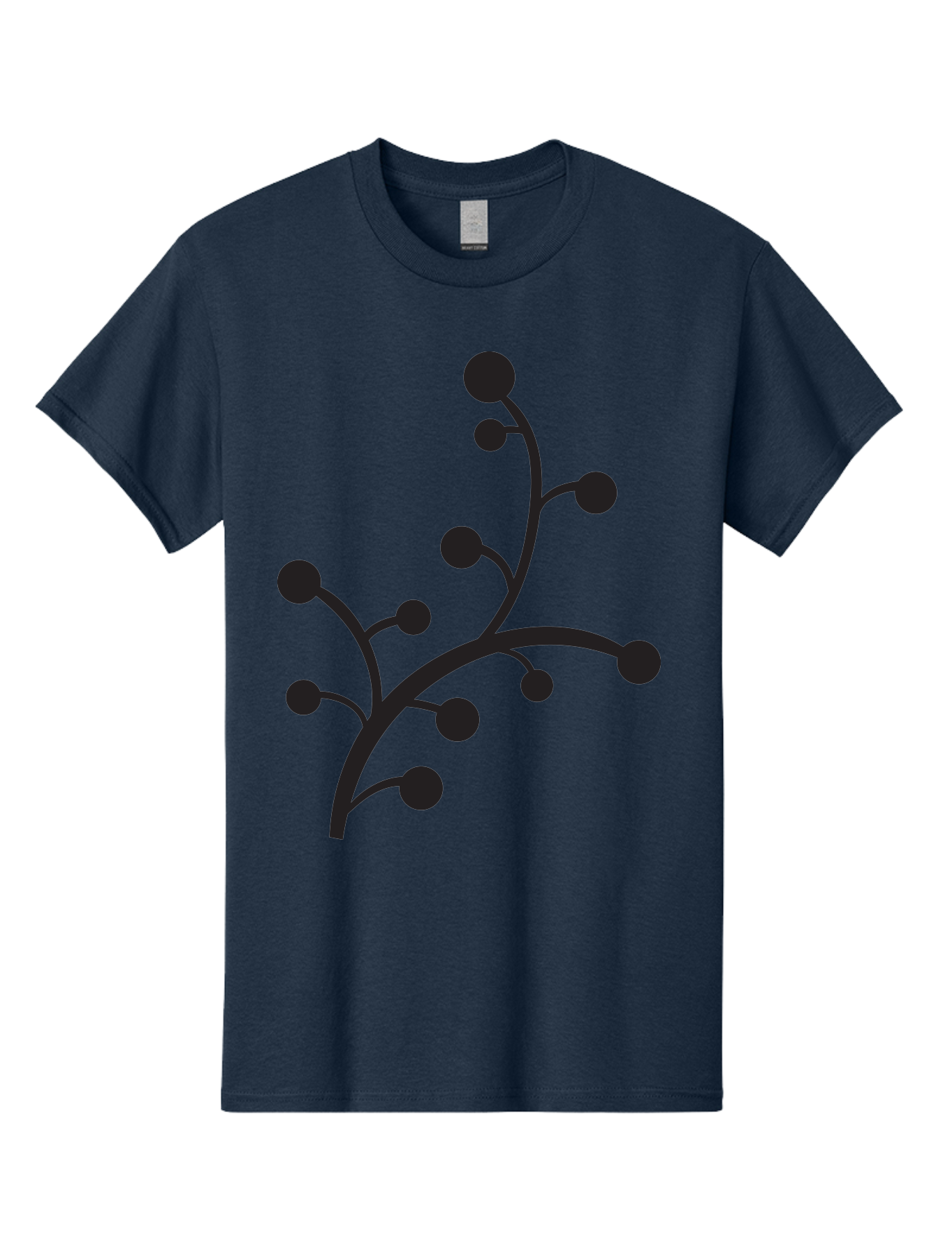 Branched-Stem Men'S Graphic Tee, 100% Cotton, Comfortable Casual Summer Wear, Machine Washable, Mistletoe Silhouette, Minimalist Design, Black And Green Color Scheme, Festive Decor, Holiday Icon, Christmas Symbol, Simple Graphics, Aac543