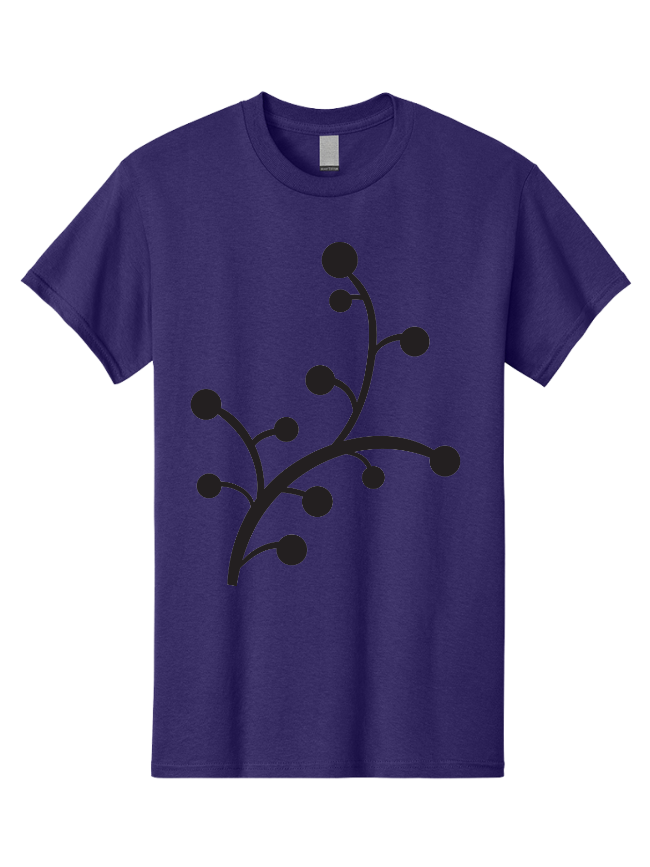 Branched-Stem Men'S Graphic Tee, 100% Cotton, Comfortable Casual Summer Wear, Machine Washable, Mistletoe Silhouette, Minimalist Design, Black And Green Color Scheme, Festive Decor, Holiday Icon, Christmas Symbol, Simple Graphics, Aac543