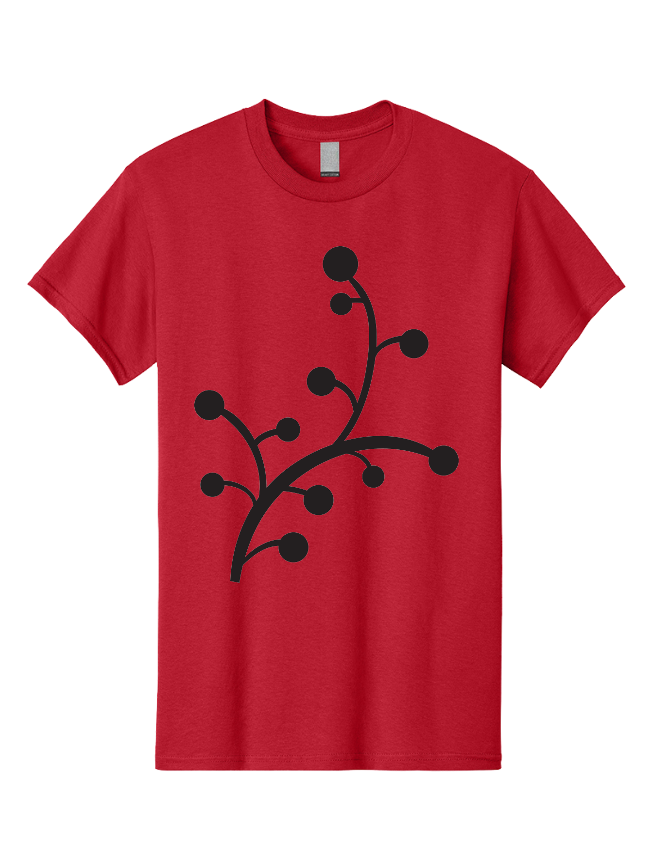 Branched-Stem Men'S Graphic Tee, 100% Cotton, Comfortable Casual Summer Wear, Machine Washable, Mistletoe Silhouette, Minimalist Design, Black And Green Color Scheme, Festive Decor, Holiday Icon, Christmas Symbol, Simple Graphics, Aac543