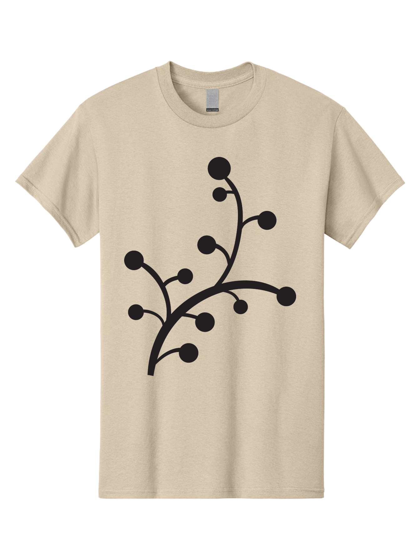 Branched-Stem Men'S Graphic Tee, 100% Cotton, Comfortable Casual Summer Wear, Machine Washable, Mistletoe Silhouette, Minimalist Design, Black And Green Color Scheme, Festive Decor, Holiday Icon, Christmas Symbol, Simple Graphics, Aac543
