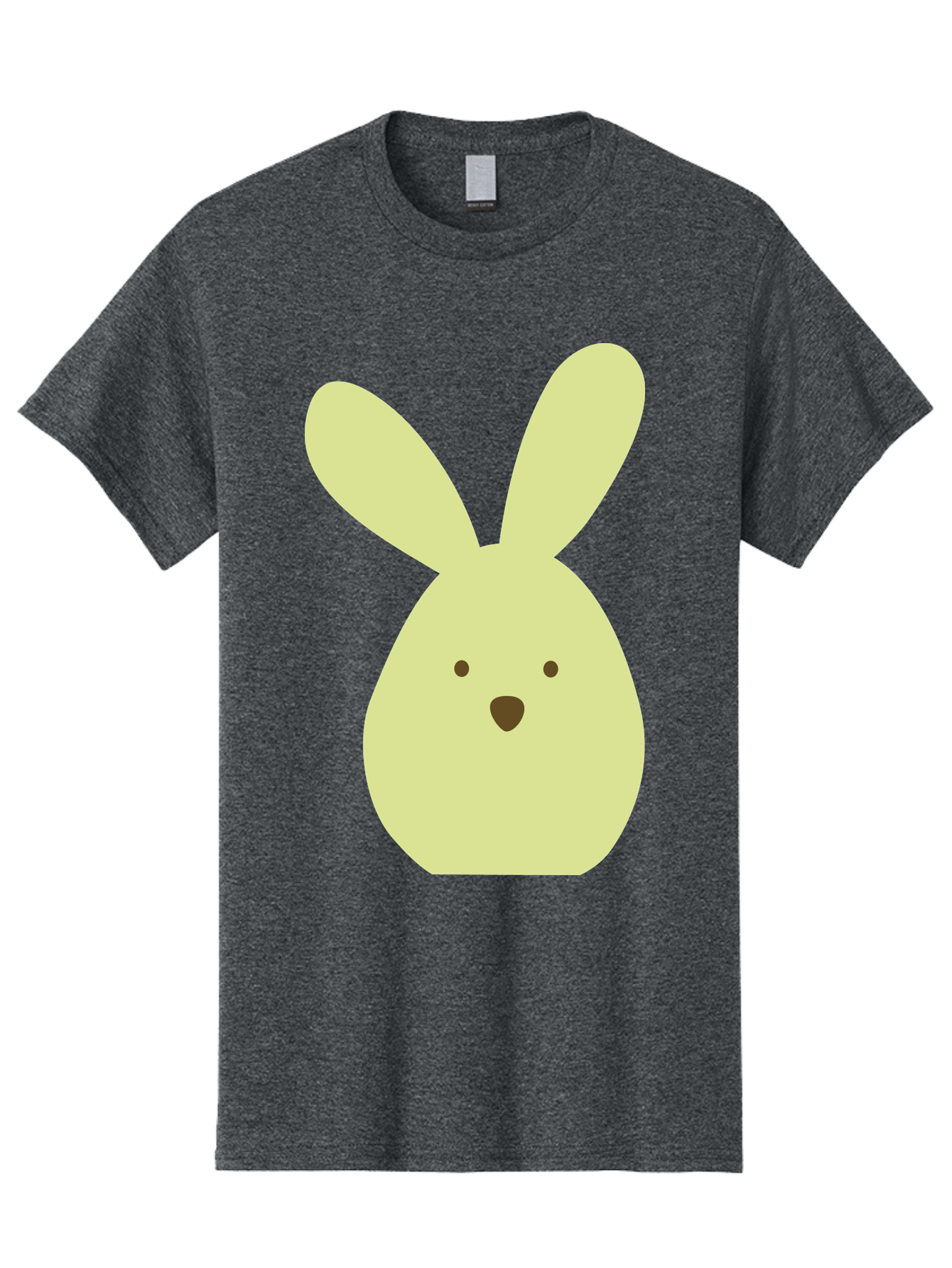 Bunny-Face Men'S Graphic Tee, 100% Cotton, Comfortable Casual Summer Wear, Machine Washable, Cartoon Bunny, Easter Bunny, Cute, Simple Design, Childrens Illustration, Rabbit Face, Brown Nose, Pale Yellow, Digital Art Aac549