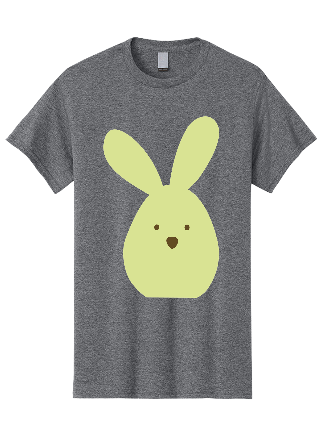 Bunny-Face Men'S Graphic Tee, 100% Cotton, Comfortable Casual Summer Wear, Machine Washable, Cartoon Bunny, Easter Bunny, Cute, Simple Design, Childrens Illustration, Rabbit Face, Brown Nose, Pale Yellow, Digital Art Aac549