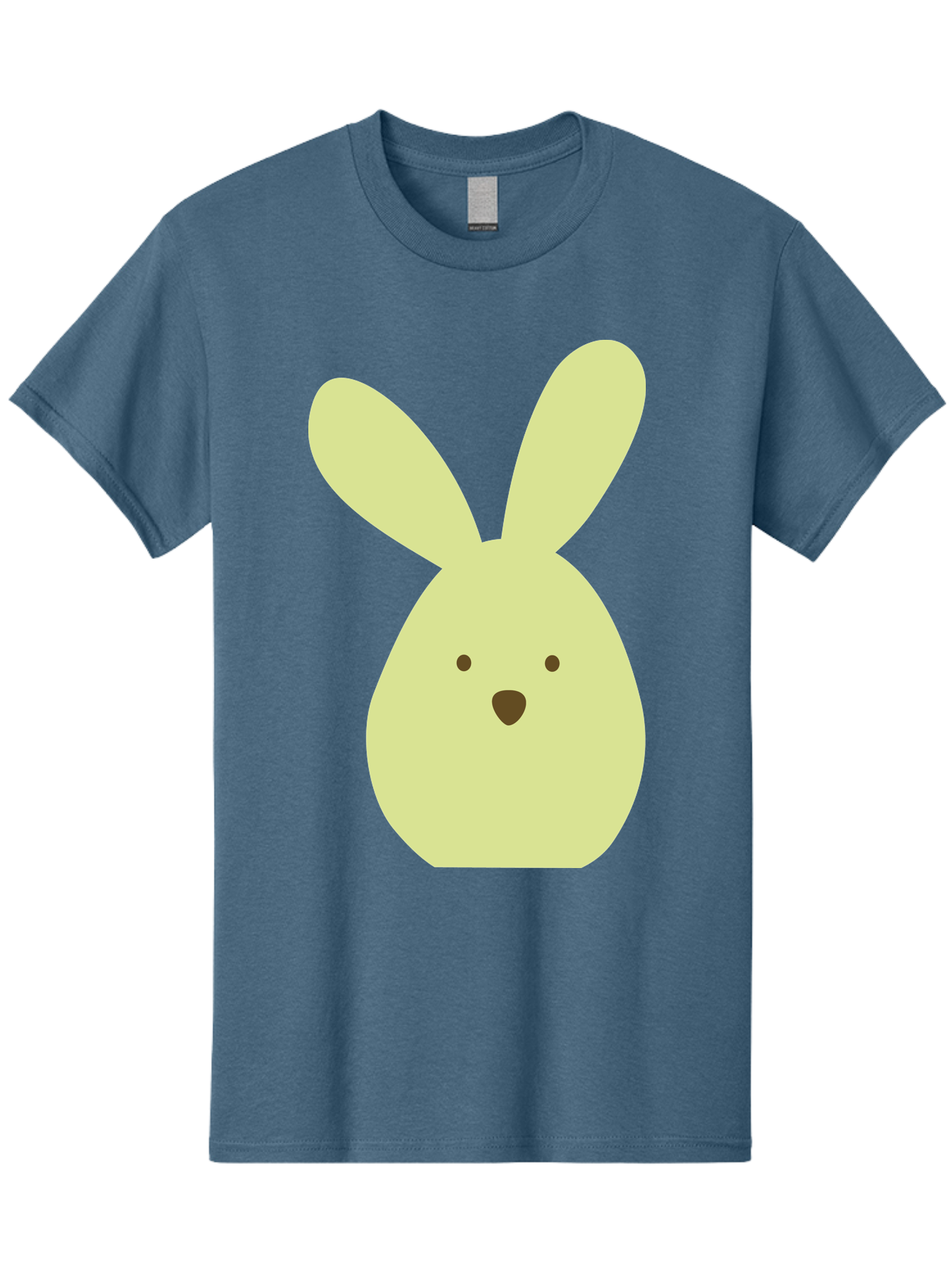 Bunny-Face Men'S Graphic Tee, 100% Cotton, Comfortable Casual Summer Wear, Machine Washable, Cartoon Bunny, Easter Bunny, Cute, Simple Design, Childrens Illustration, Rabbit Face, Brown Nose, Pale Yellow, Digital Art Aac549
