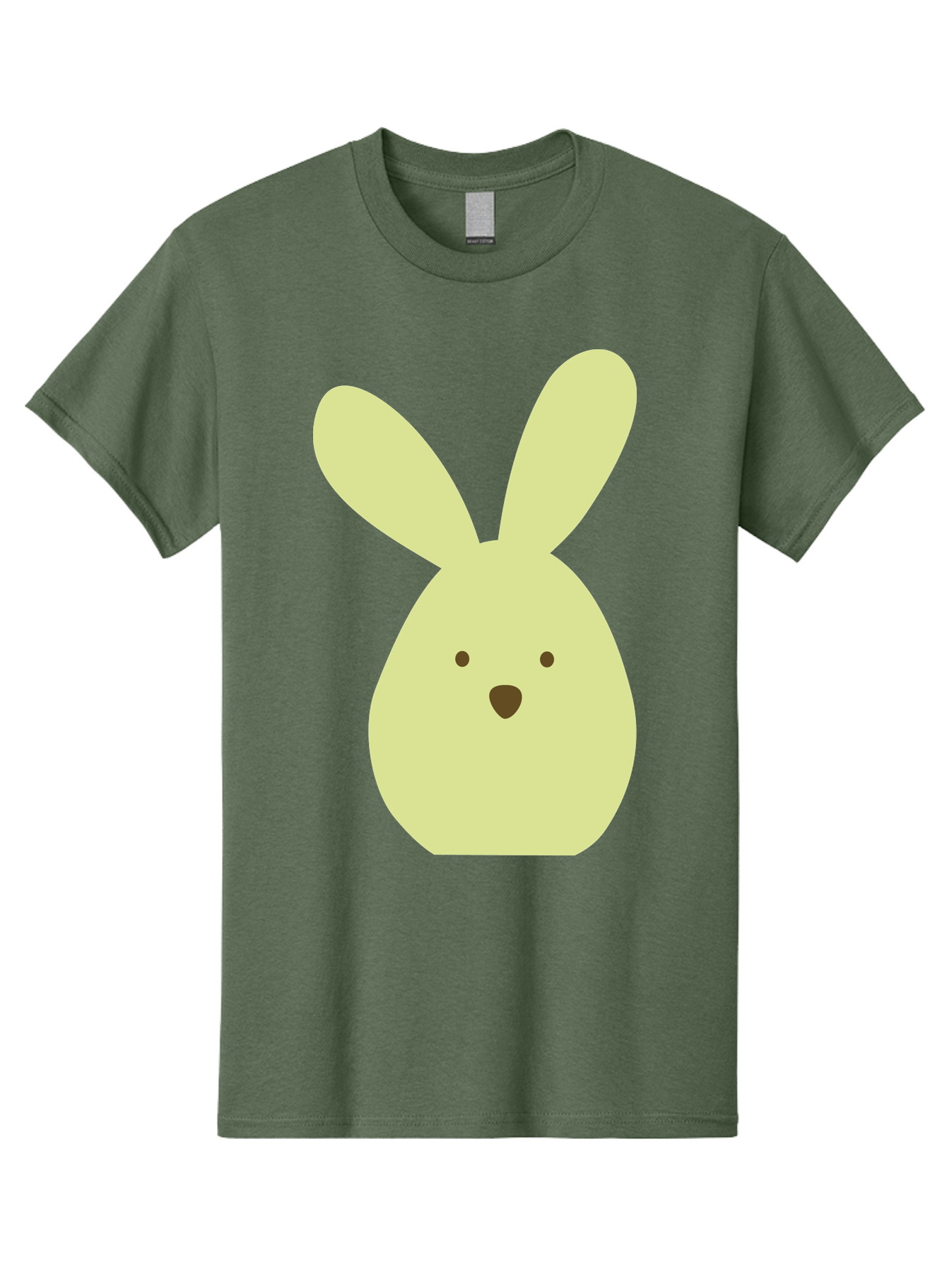 Bunny-Face Men'S Graphic Tee, 100% Cotton, Comfortable Casual Summer Wear, Machine Washable, Cartoon Bunny, Easter Bunny, Cute, Simple Design, Childrens Illustration, Rabbit Face, Brown Nose, Pale Yellow, Digital Art Aac549