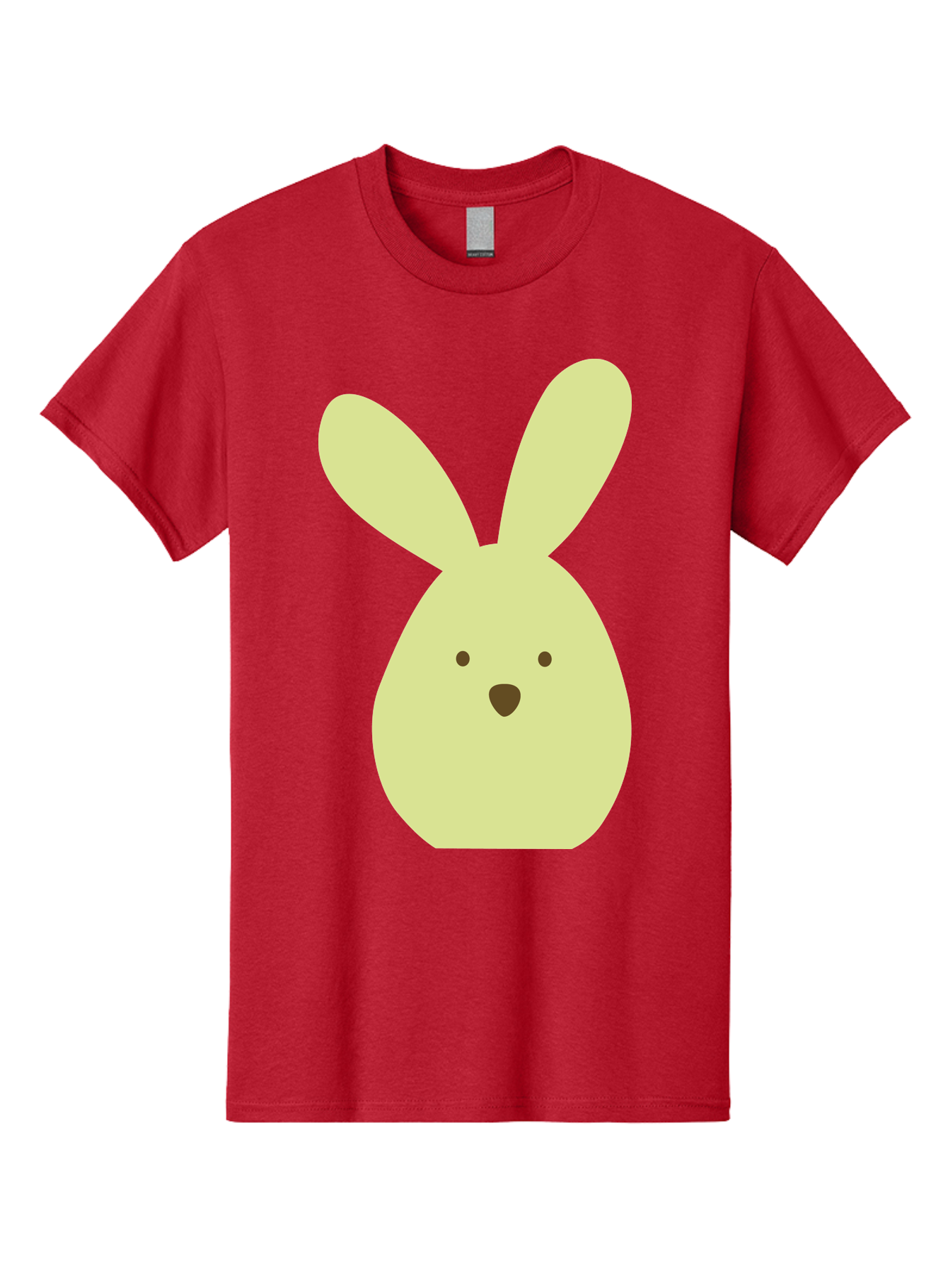 Bunny-Face Men'S Graphic Tee, 100% Cotton, Comfortable Casual Summer Wear, Machine Washable, Cartoon Bunny, Easter Bunny, Cute, Simple Design, Childrens Illustration, Rabbit Face, Brown Nose, Pale Yellow, Digital Art Aac549