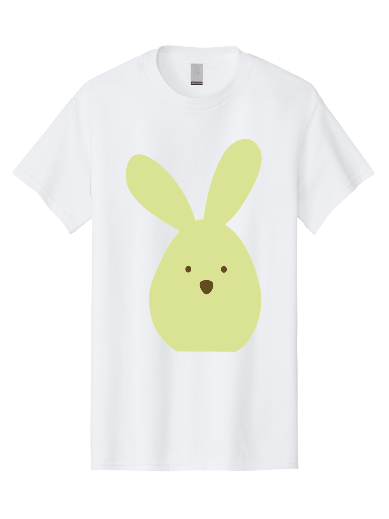 Bunny-Face Men'S Graphic Tee, 100% Cotton, Comfortable Casual Summer Wear, Machine Washable, Cartoon Bunny, Easter Bunny, Cute, Simple Design, Childrens Illustration, Rabbit Face, Brown Nose, Pale Yellow, Digital Art Aac549