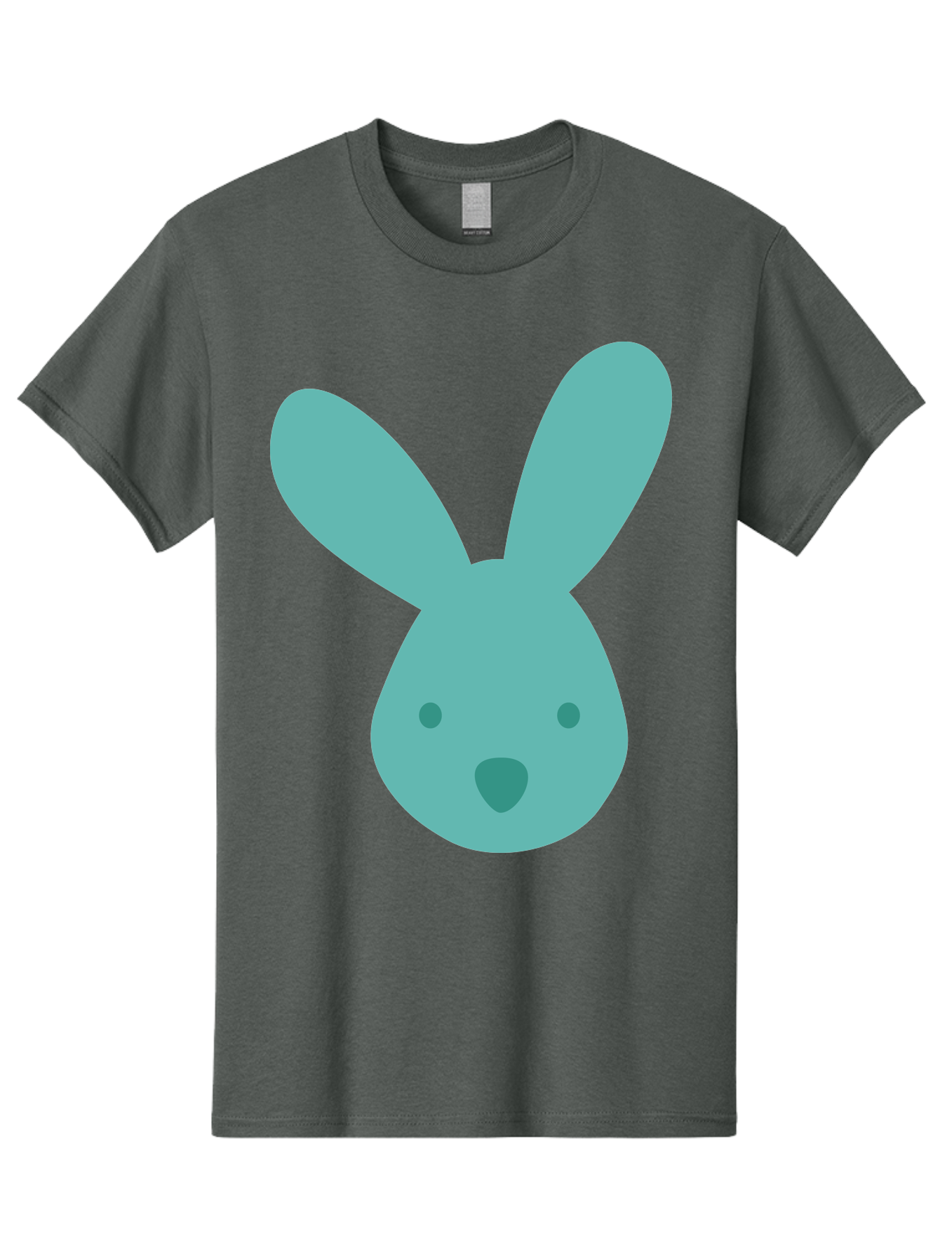 Bunny-Head Men'S Graphic Tee, 100% Cotton, Comfortable Casual Summer Wear, Machine Washable, Cartoon Bunny, Teal Rabbit, Simple Design, Cute Face, Digital Illustration, Easter Theme, Minimalist Art, Pastel Colors Aac550