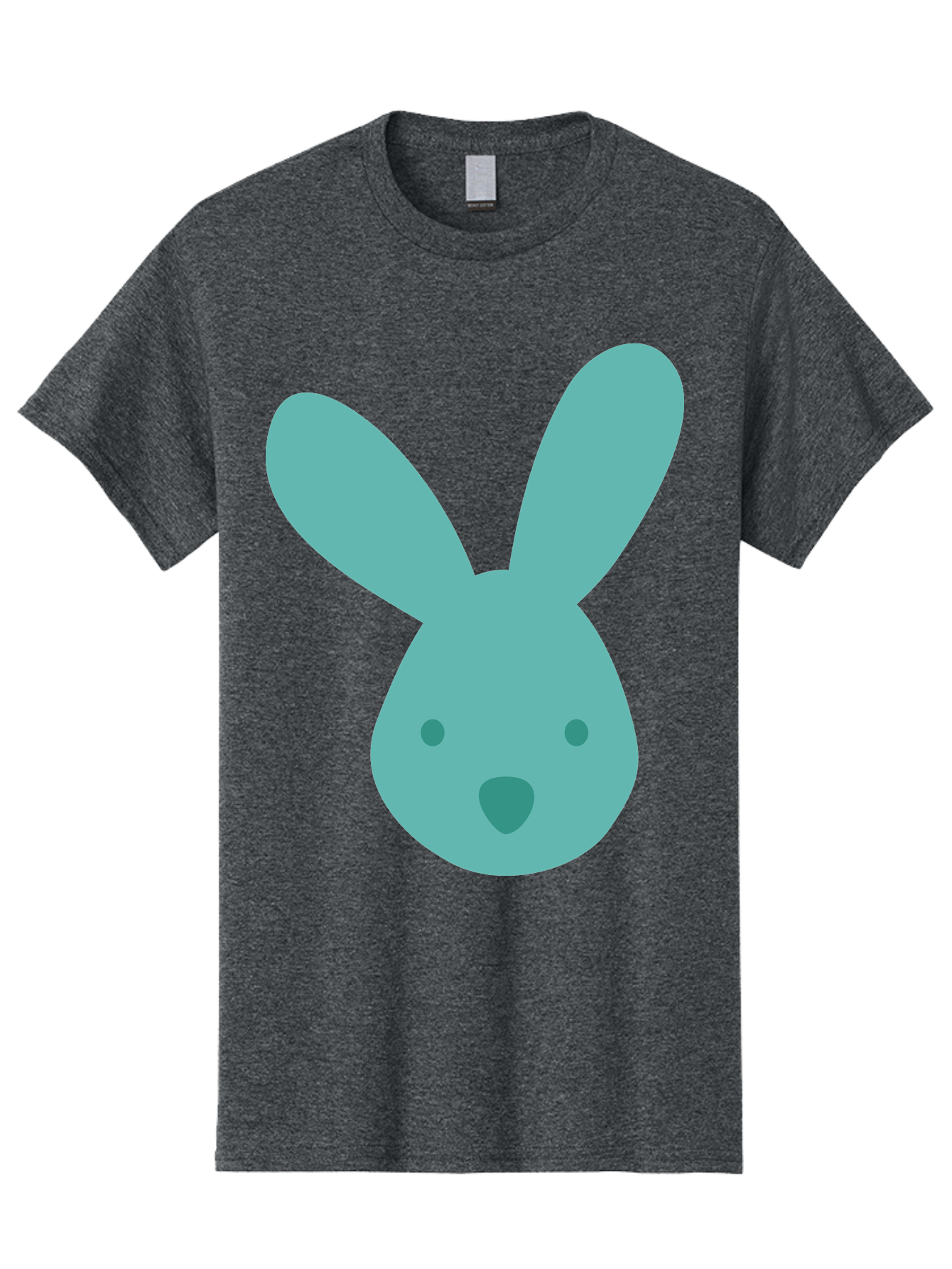 Bunny-Head Men'S Graphic Tee, 100% Cotton, Comfortable Casual Summer Wear, Machine Washable, Cartoon Bunny, Teal Rabbit, Simple Design, Cute Face, Digital Illustration, Easter Theme, Minimalist Art, Pastel Colors Aac550