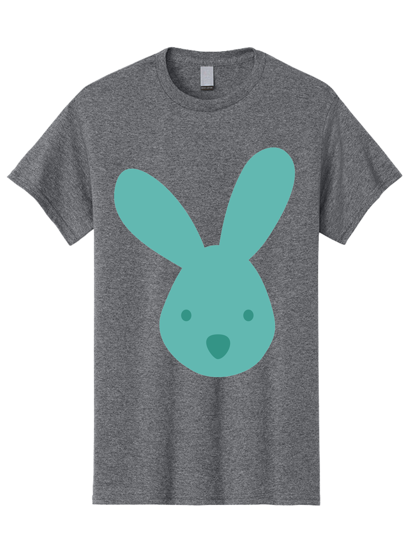 Bunny-Head Men'S Graphic Tee, 100% Cotton, Comfortable Casual Summer Wear, Machine Washable, Cartoon Bunny, Teal Rabbit, Simple Design, Cute Face, Digital Illustration, Easter Theme, Minimalist Art, Pastel Colors Aac550