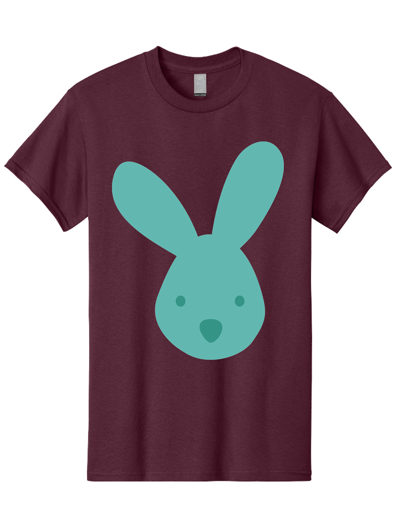 Bunny-Head Men'S Graphic Tee, 100% Cotton, Comfortable Casual Summer Wear, Machine Washable, Cartoon Bunny, Teal Rabbit, Simple Design, Cute Face, Digital Illustration, Easter Theme, Minimalist Art, Pastel Colors Aac550
